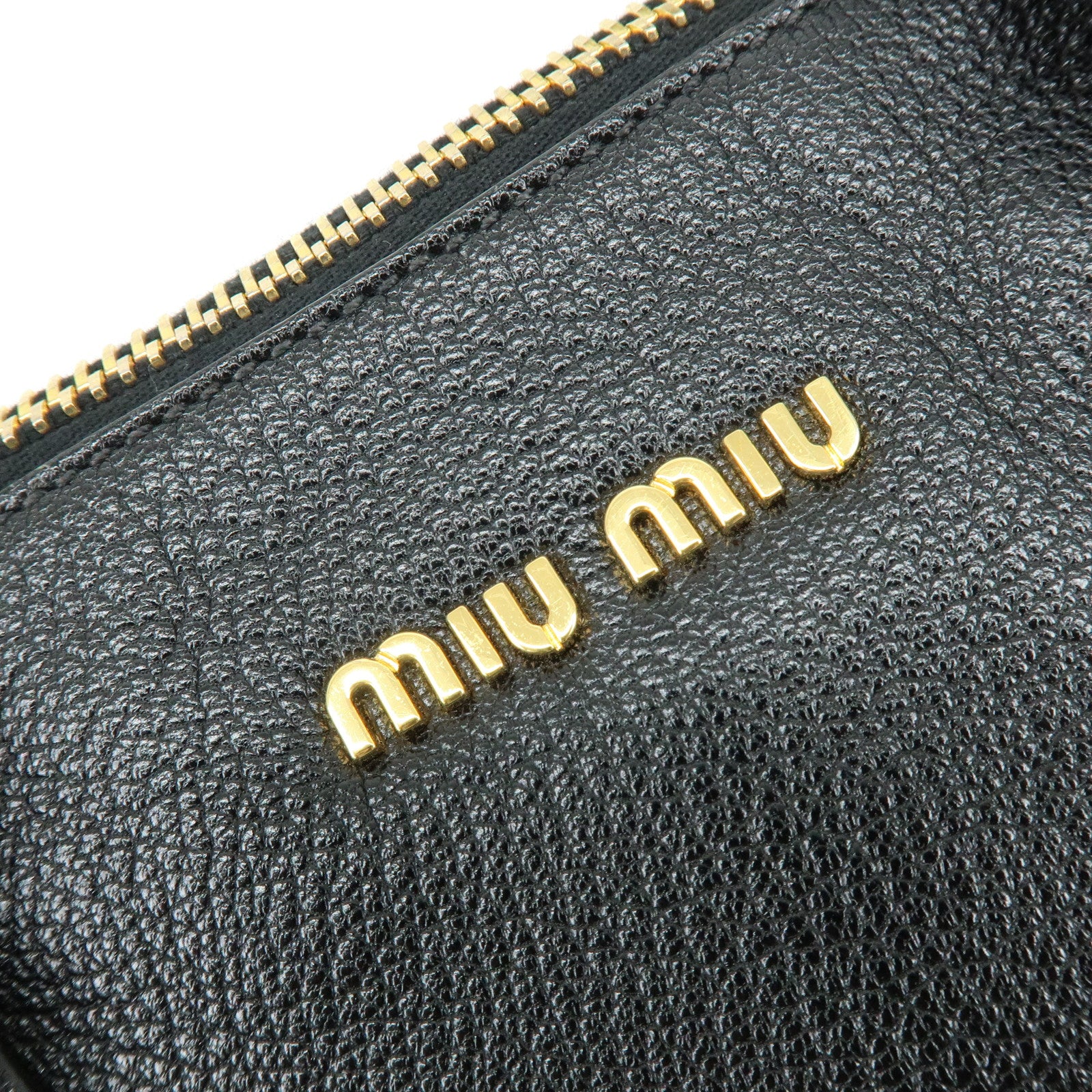 MIU MIU Leather 2Way Bag Hand Bag Shoulder Crossbody Bag Black