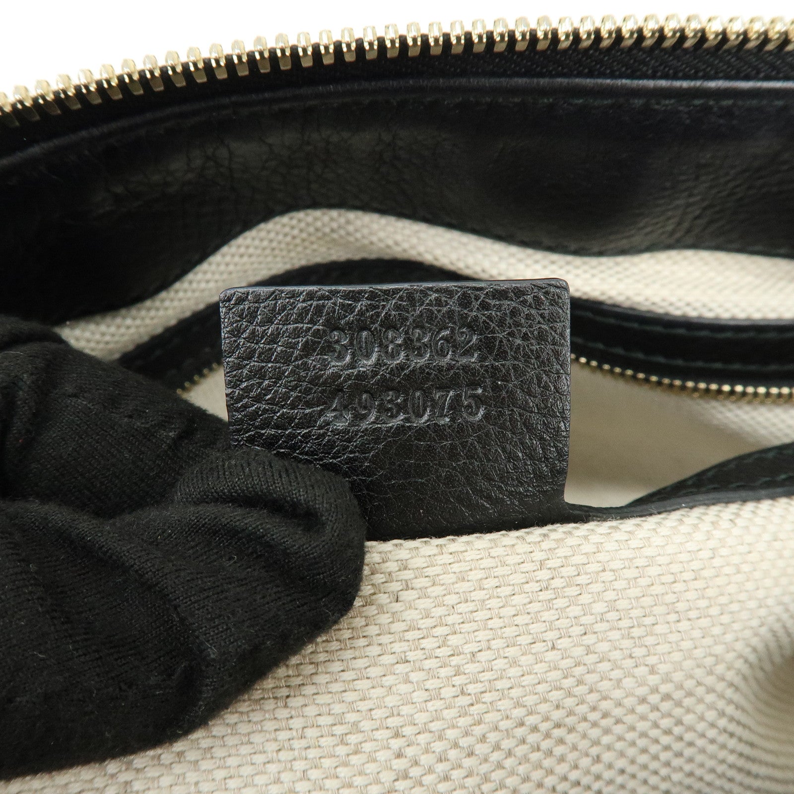 GUCCI SOHO Interlocking G Leather Tote Bag Hand Bag Black 308362
