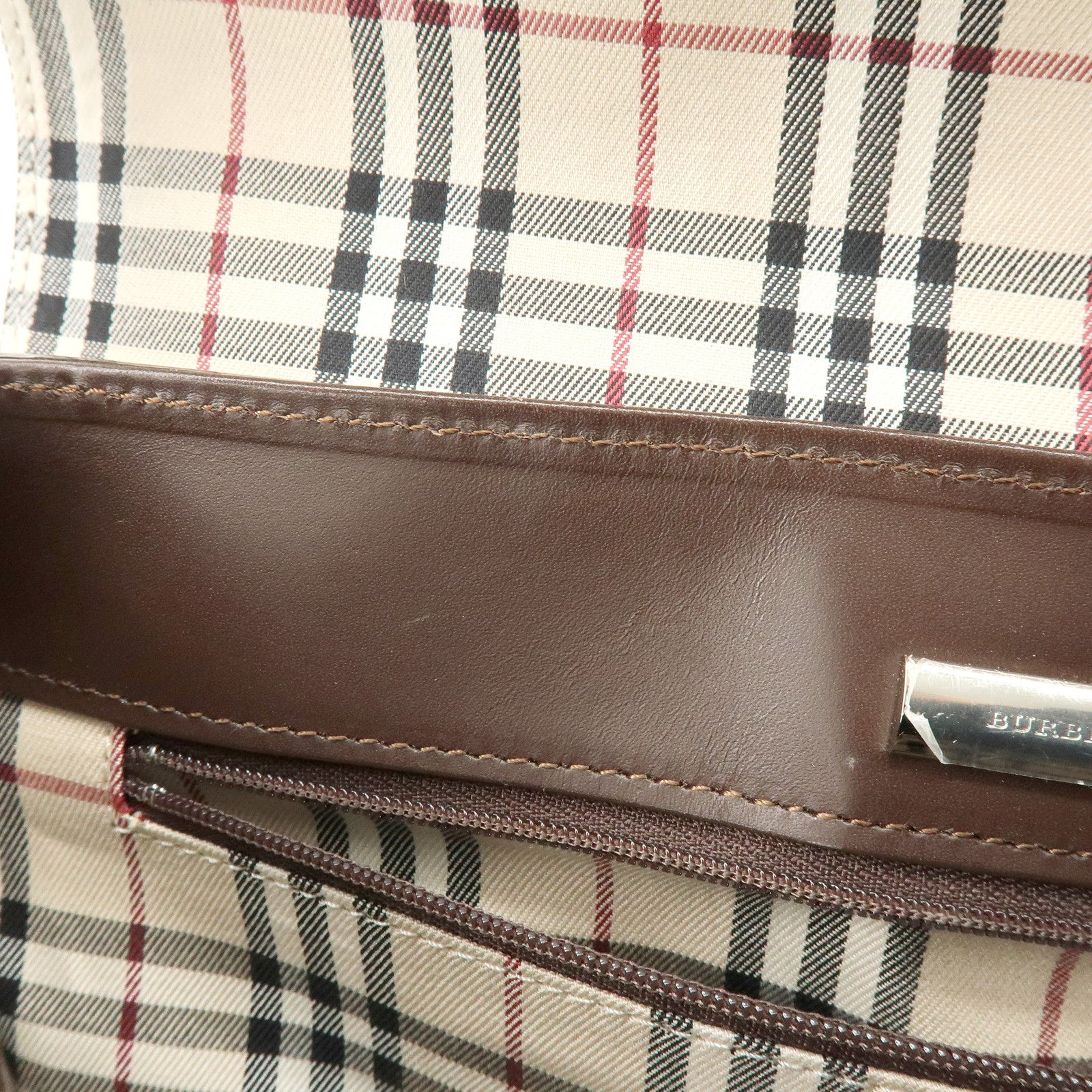 BURBERRY Leather Hand Bag Shoulder Bag Brown