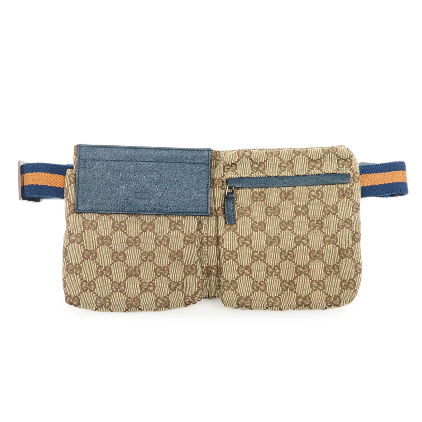 GUCCI Sherry GG Canvas Leather Waist Bag Crossbody Bag Brown 28566