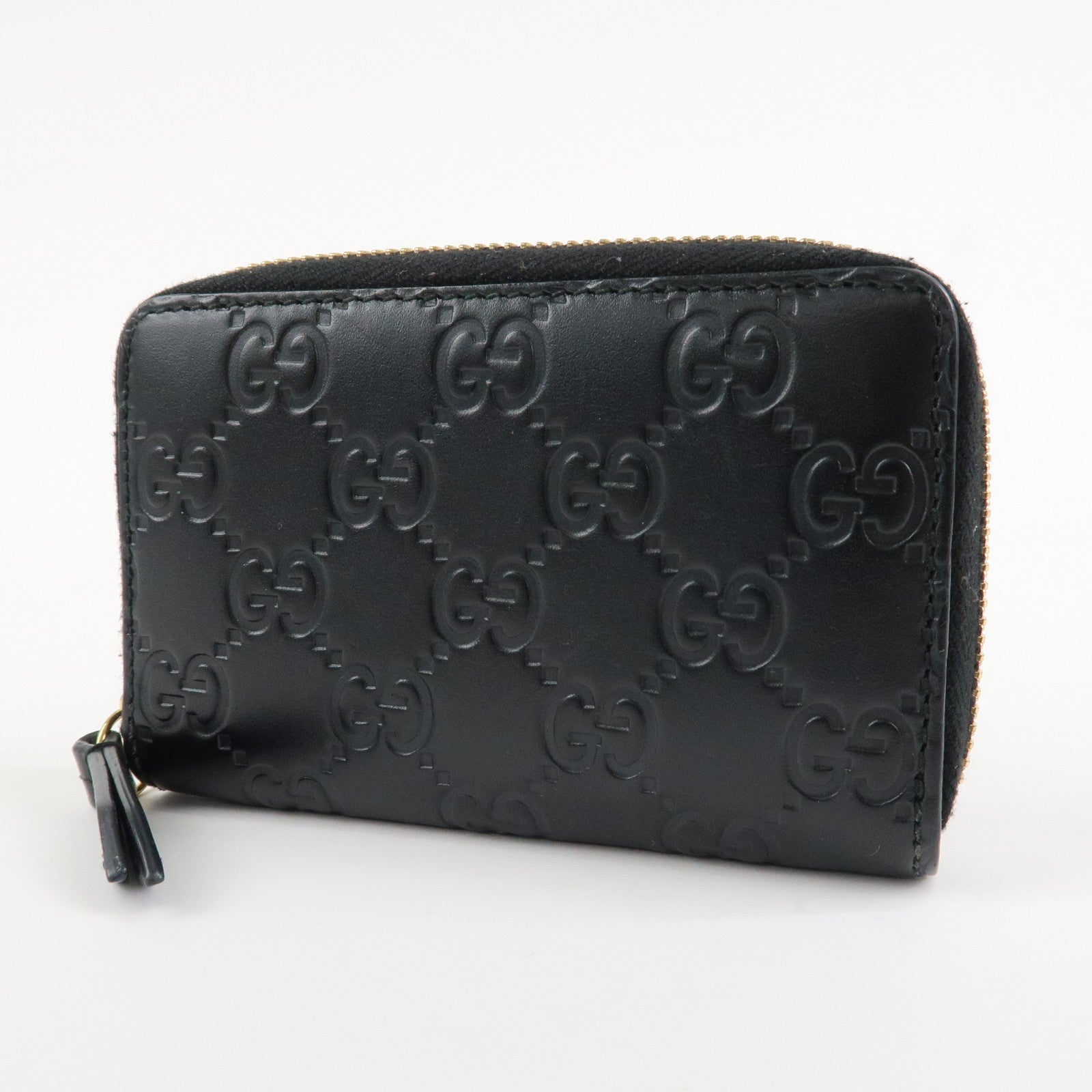 GUCCI Guccissima Leather Card Case Card Holder Black 447939 Used