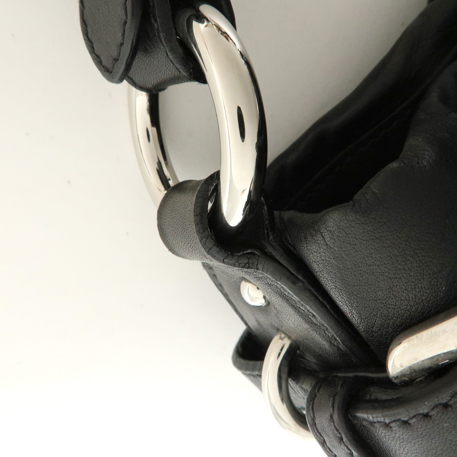 PRADA Logo Soft Calf Leather Side Belted Shoulder Bag Black BR3975