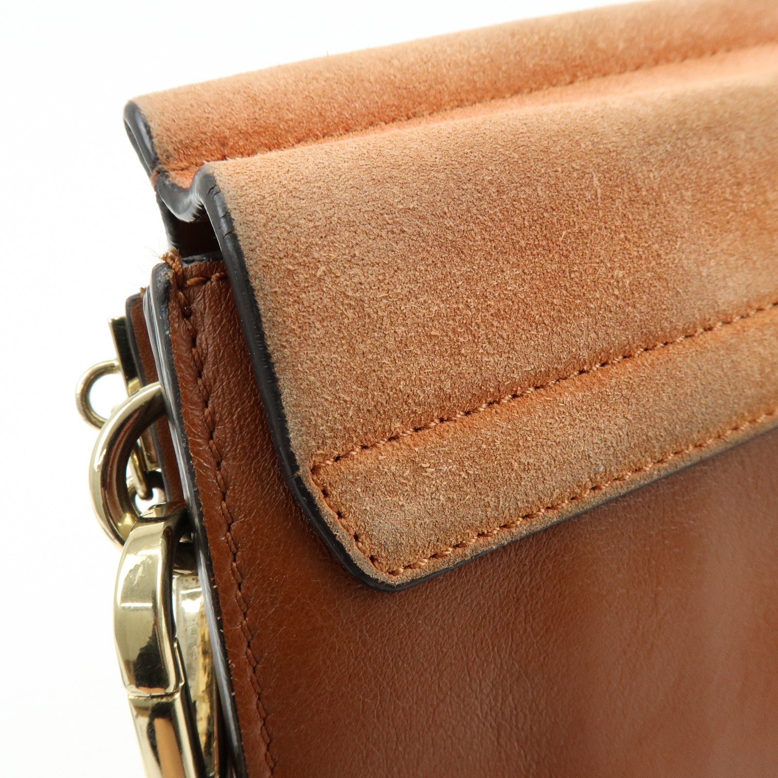 Chloe Faye Suede Leather Shoulder Bag Crossbody Bag Brown