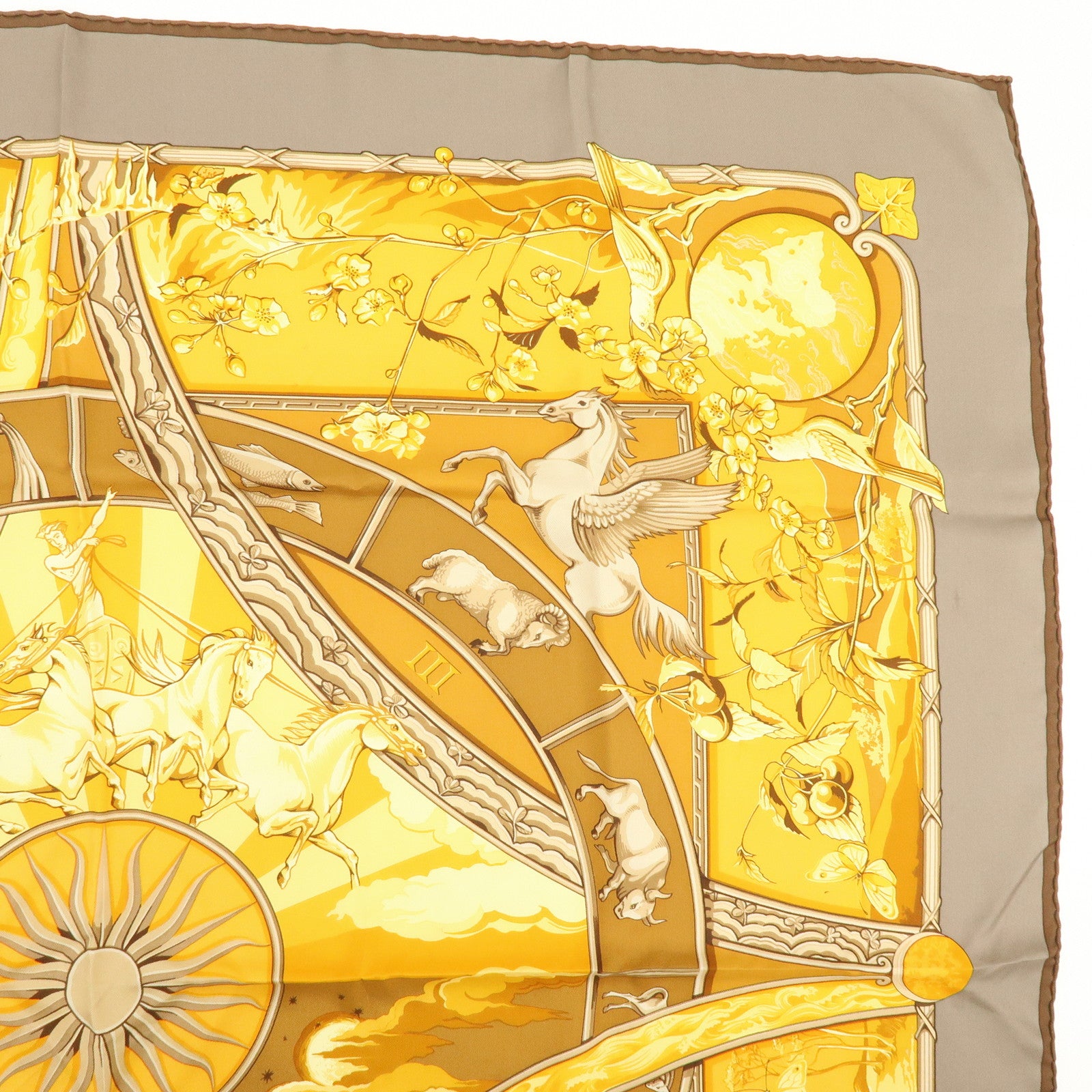 HERMES Carre 90 Silk 100% RYTHMES DU MONDE Scarf Orange