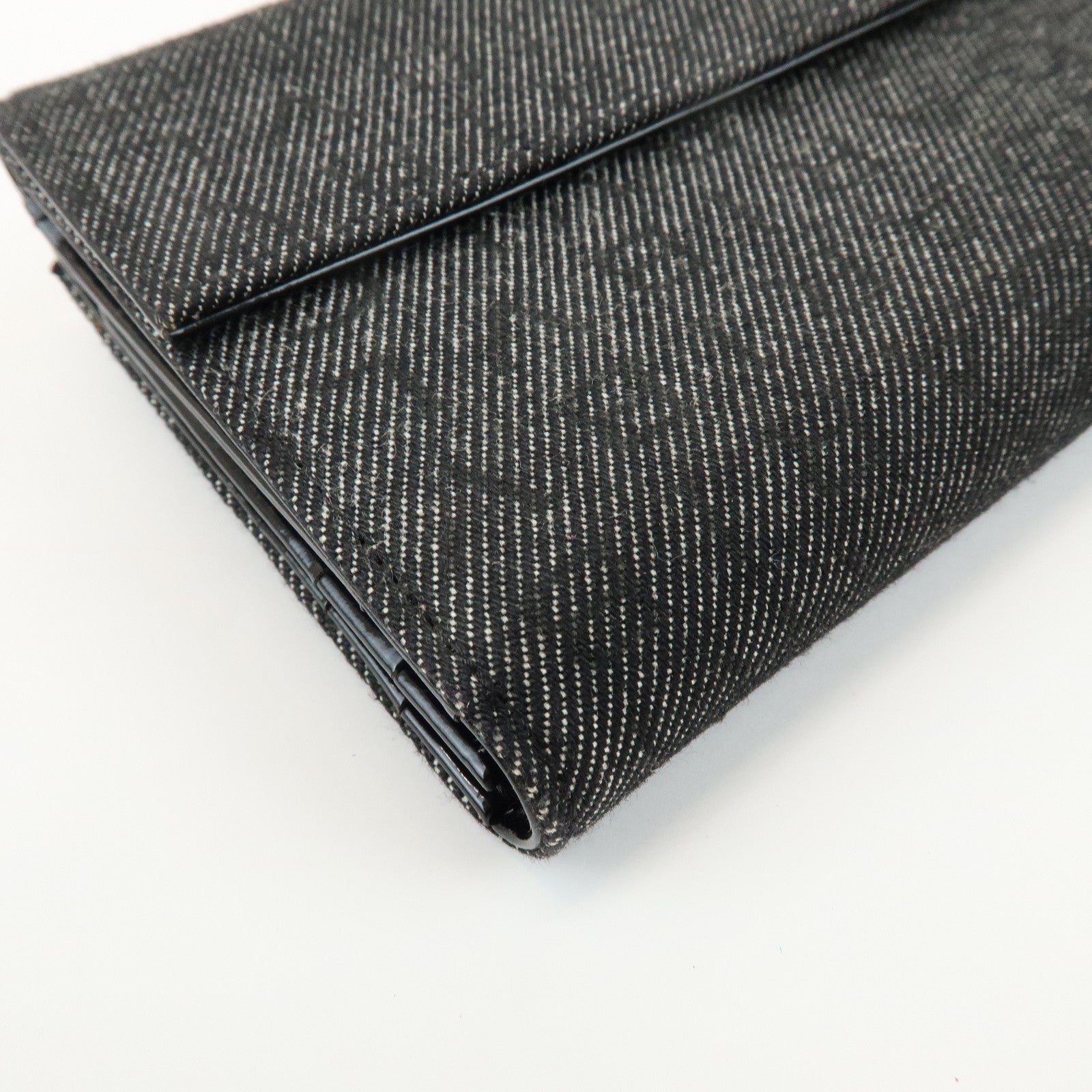 BVLGARI Logo Mania Canvas Leather Bi-fold Long Wallet Black