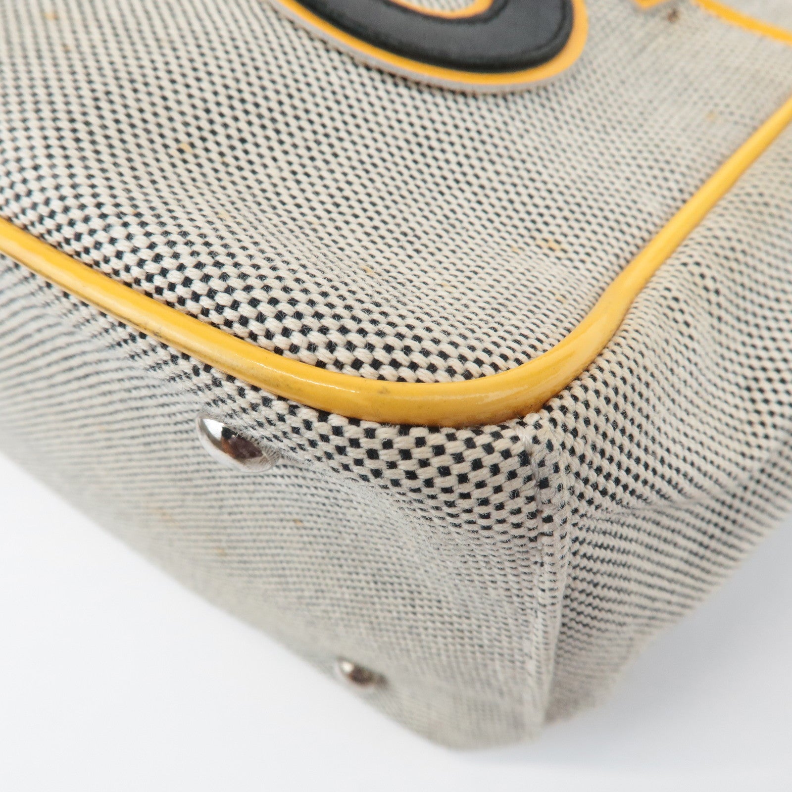 CHANEL COCO Mark No.5 Camellia Canvas Leather Patent Hand Bag A31573 Used