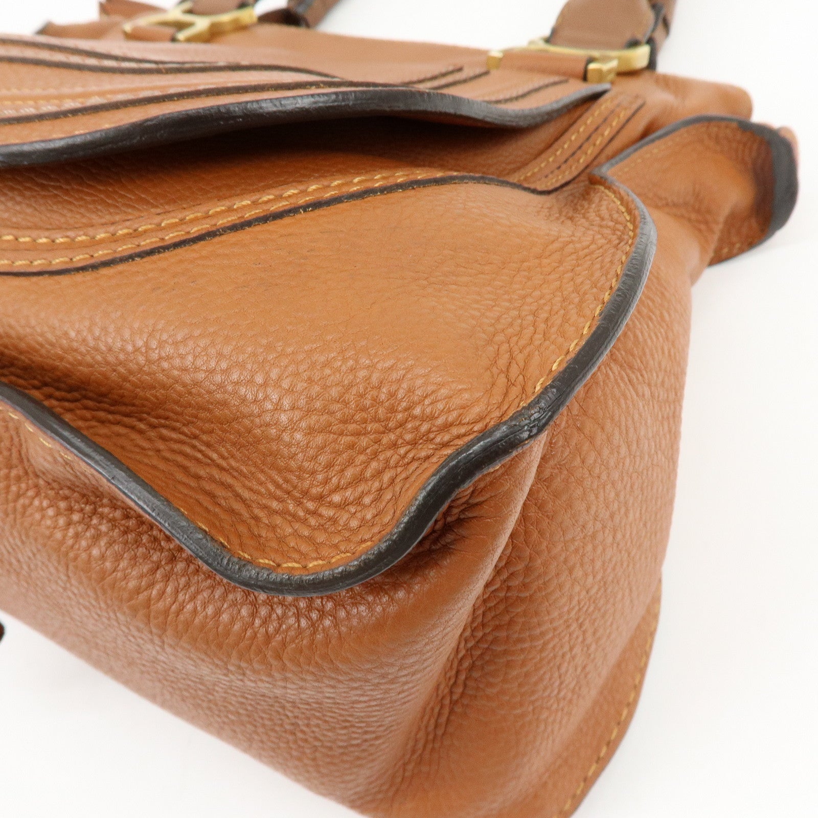Chloe Marcie Leather Tote Bag Hand Bag Shoulder Bag Brown