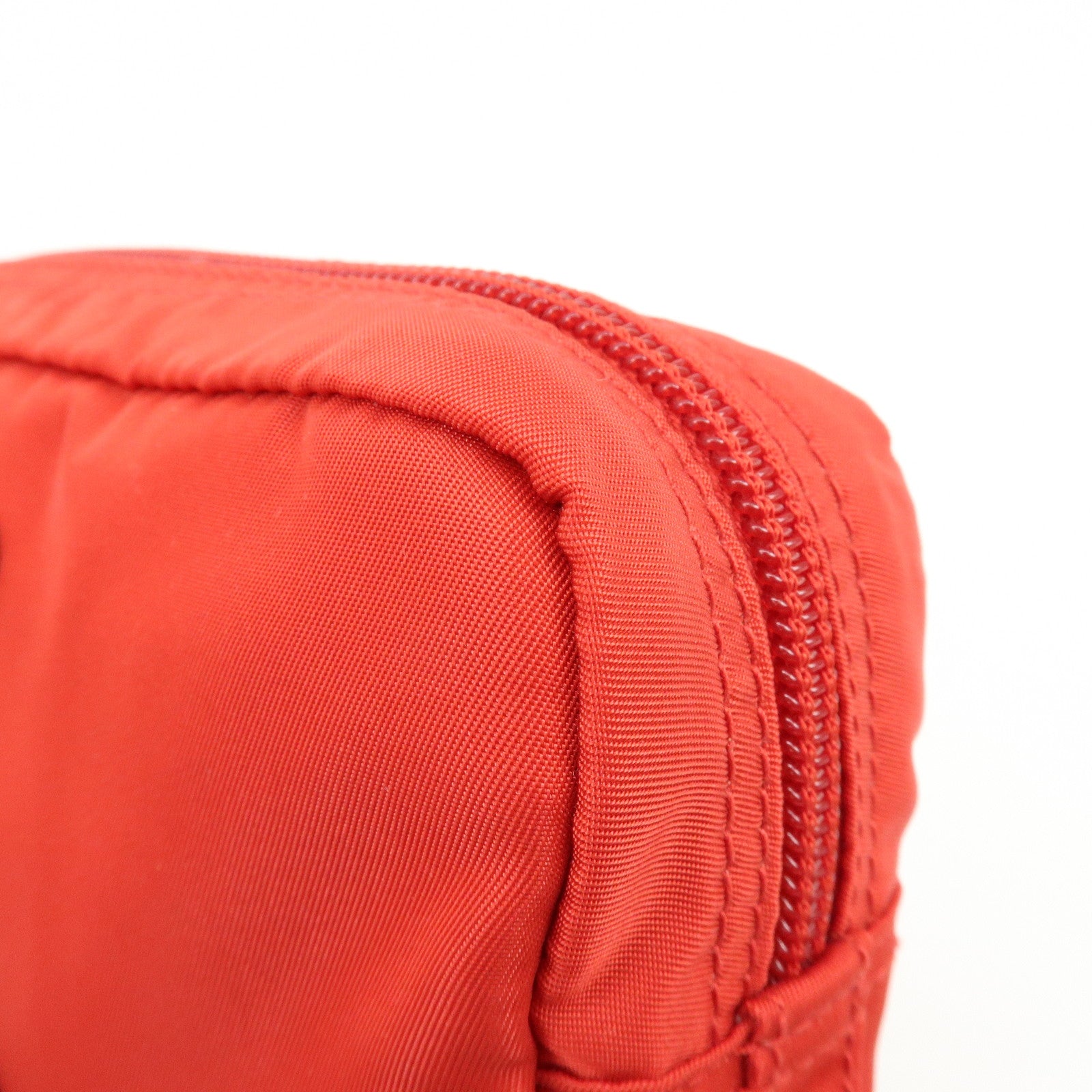 PRADA Triangle Logo Nylon Pouch Cosmetic Pouch Red