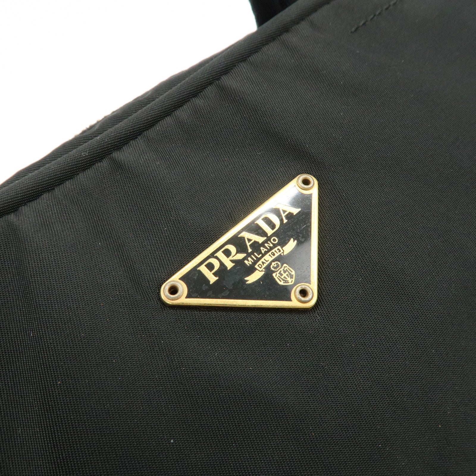 PRADA Triangle Logo Leather Nylon Hand Bag Shoulder Bag Black BR0141 Used