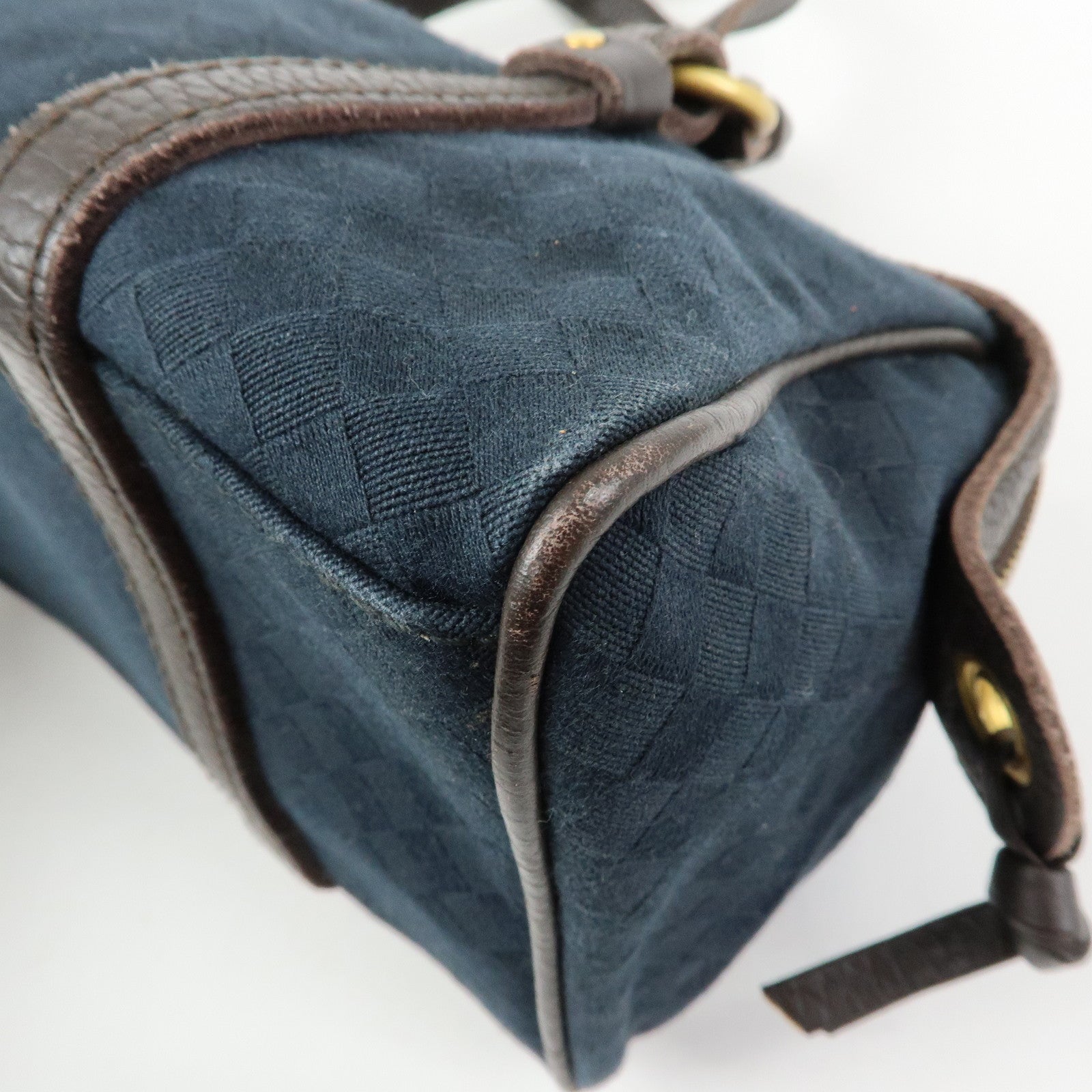 BOTTEGA VENETA Intrecciato Canvas Leather Mini Boston Bag 142470