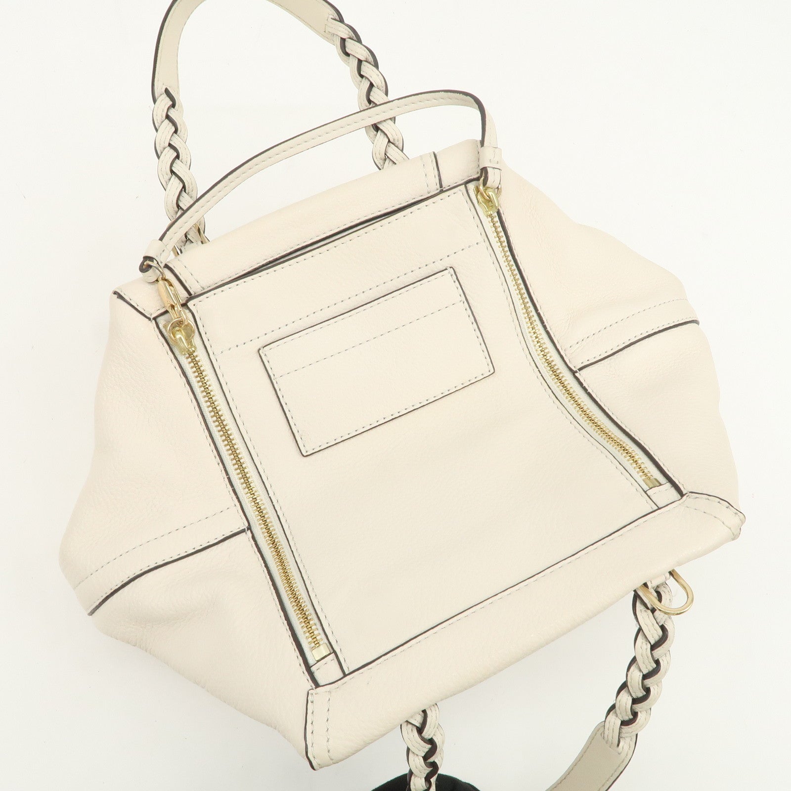 TORY BURCH Logo Leather 2Way Bag Hand Bag Shoulder Bag Ivory
