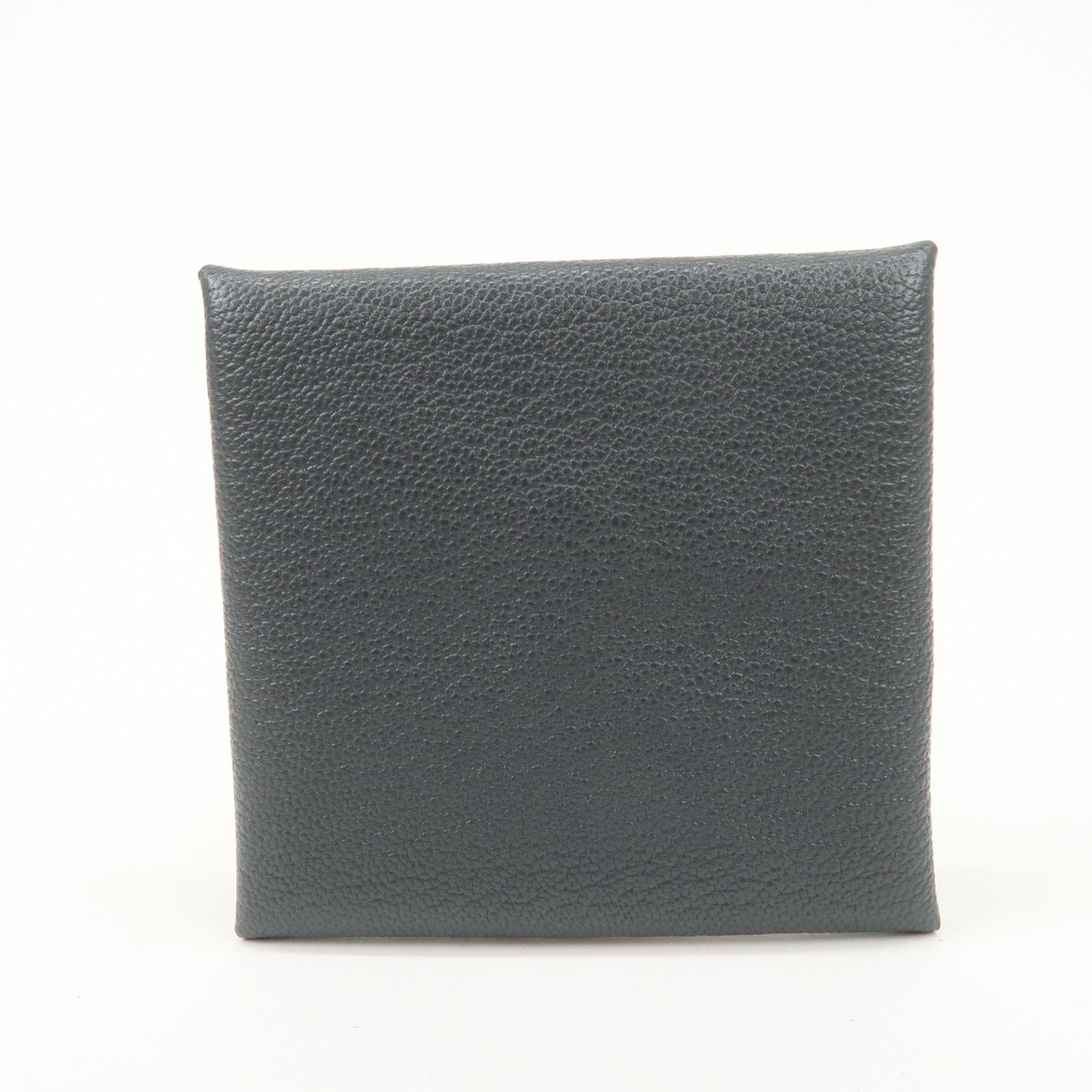 HERMES Bastia Chevre Leather Coin Case Wallet W Stamped Gray