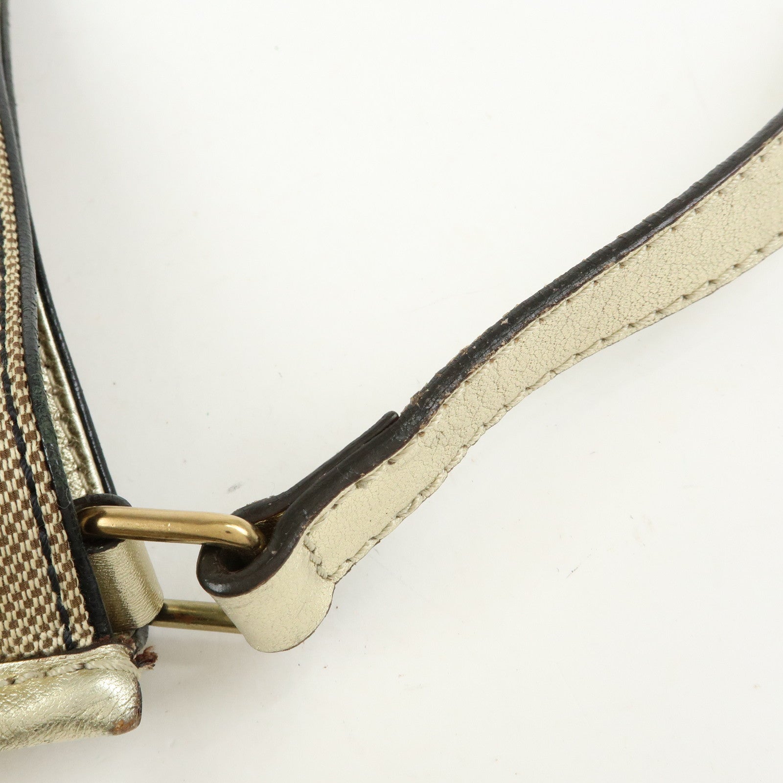 Chloe Harley Canvas Leather Shoulder Crossbody Bag Beige Gold