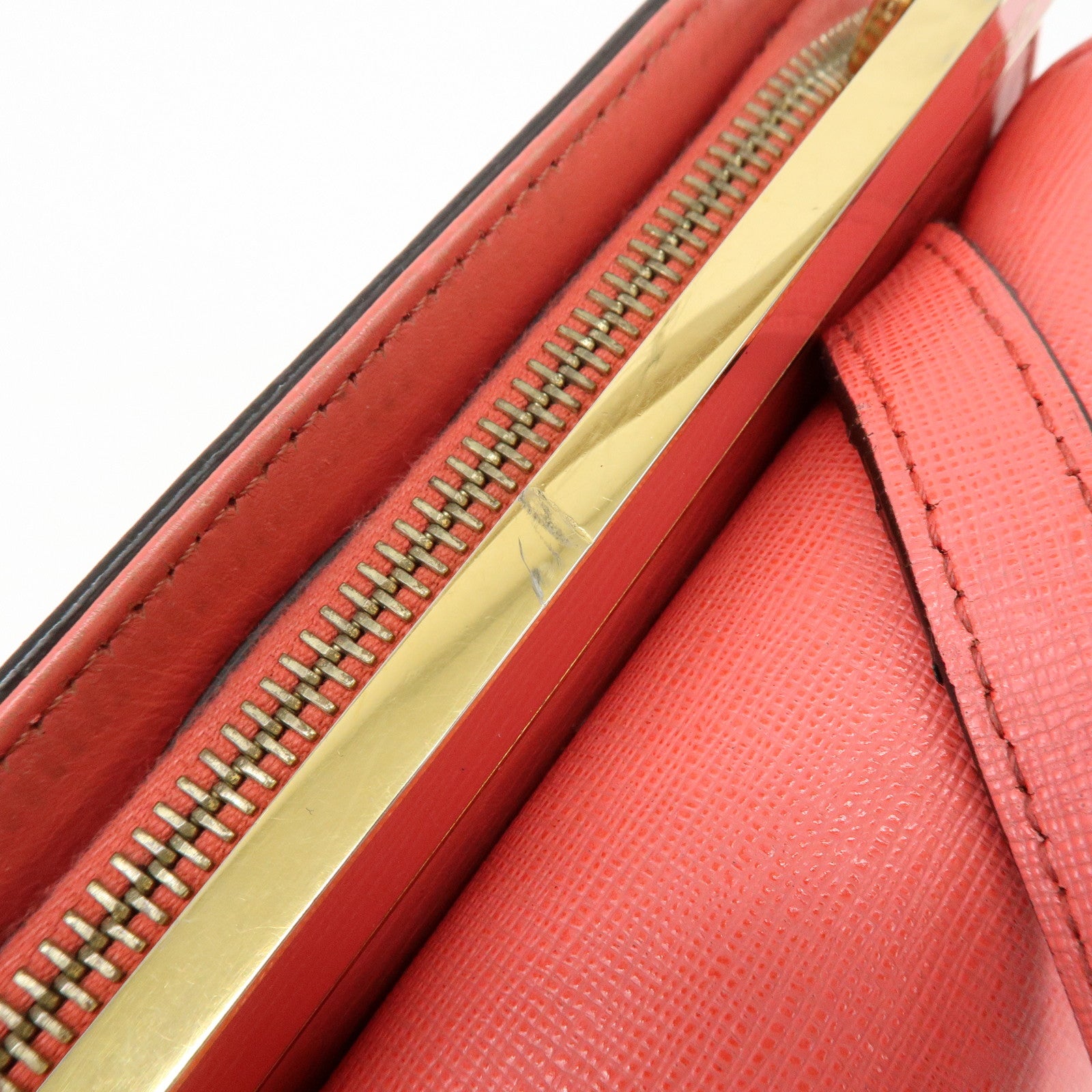 FENDI Demi Jour Leather 2Way Bag Hand Bag Shoulder Bag Coral 8BT222