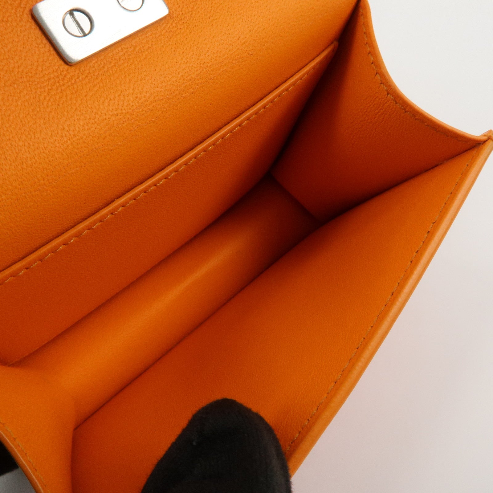 Ferragamo Patent Leather Hand Bag Orange