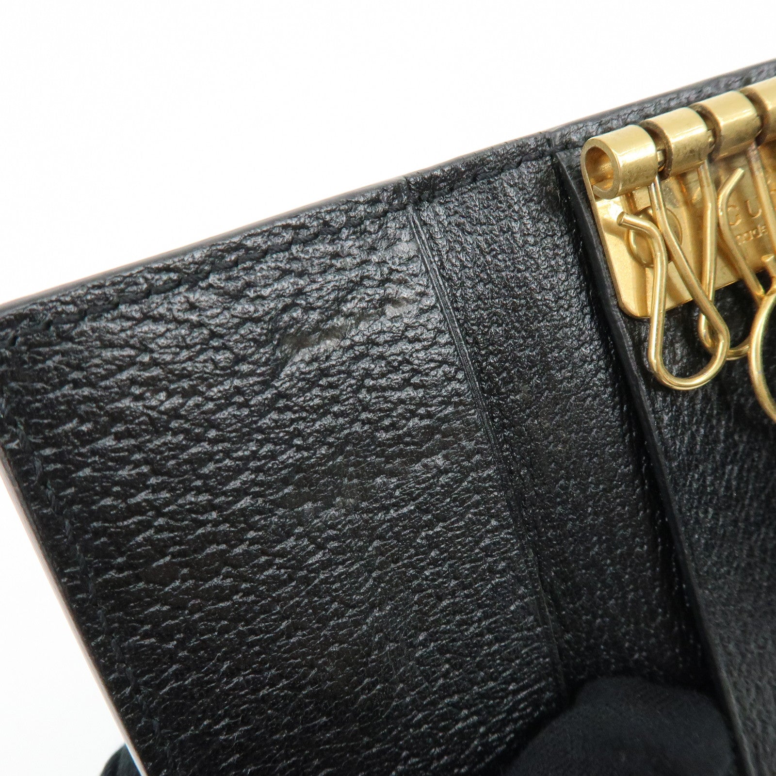 GUCCI Animalier Bee Leather 6 Ring Key Case Key Holder Black 523683
