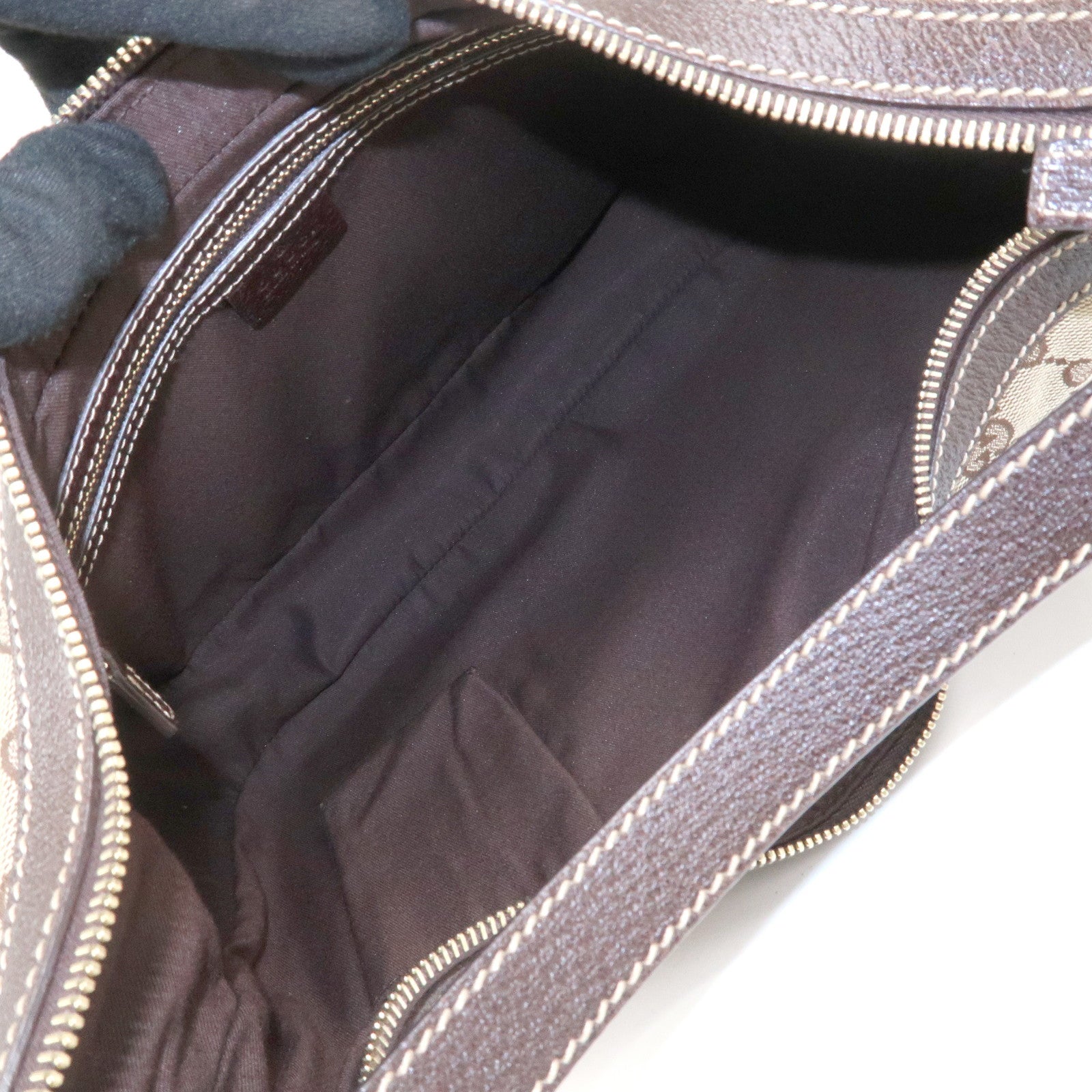 GUCCI GG Canvas Leather Shoulder Bag Hand Bag Beige Brown 153010