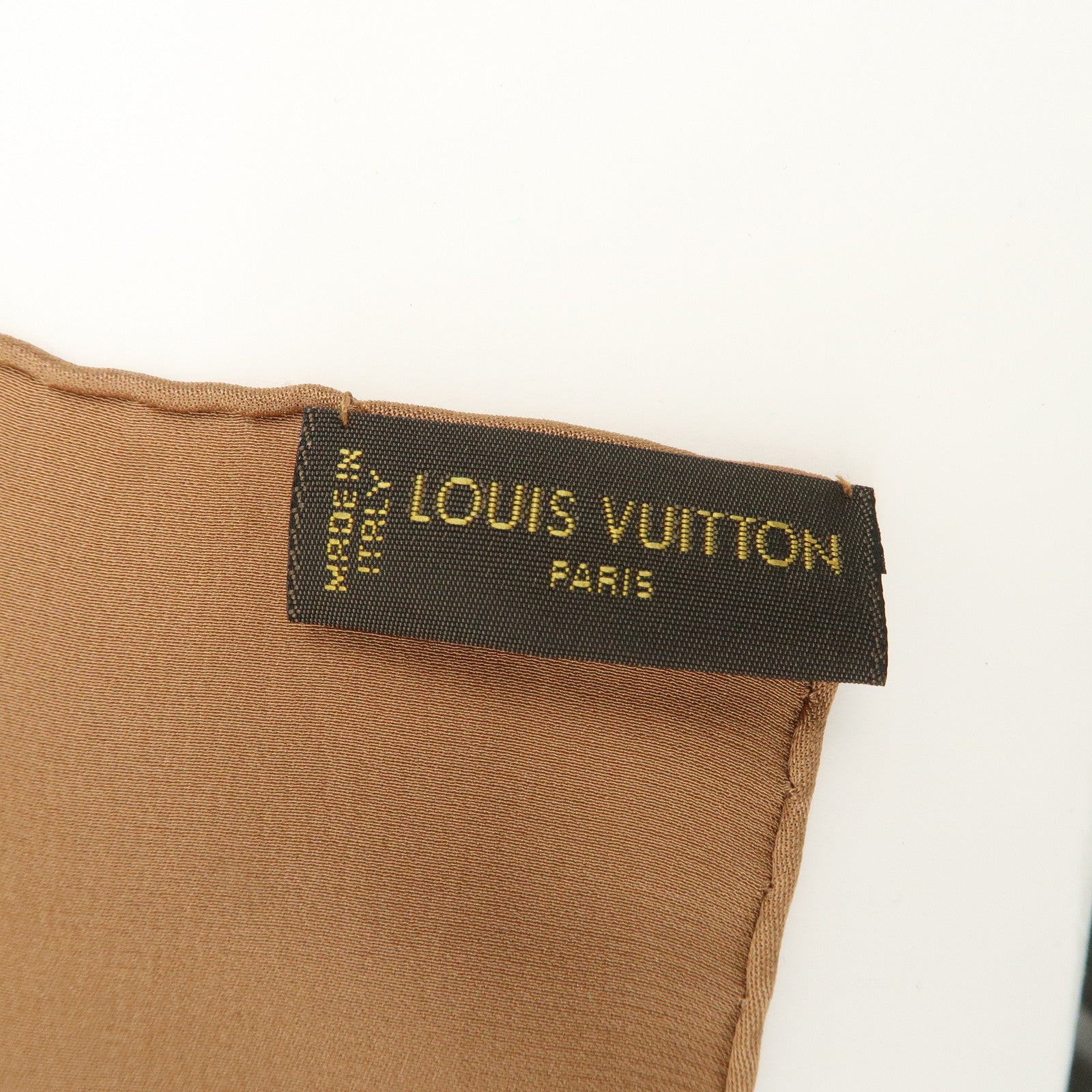 Louis Vuitton Monogram Logo Silk 100% Scarf Caramel