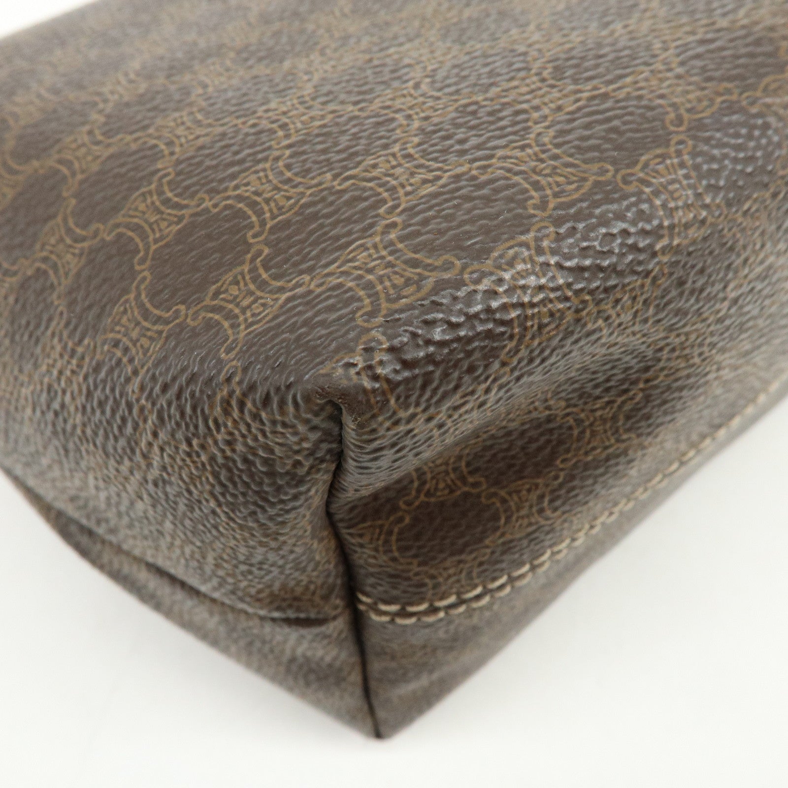 CELINE Macadam PVC Leather Hand Bag Brown