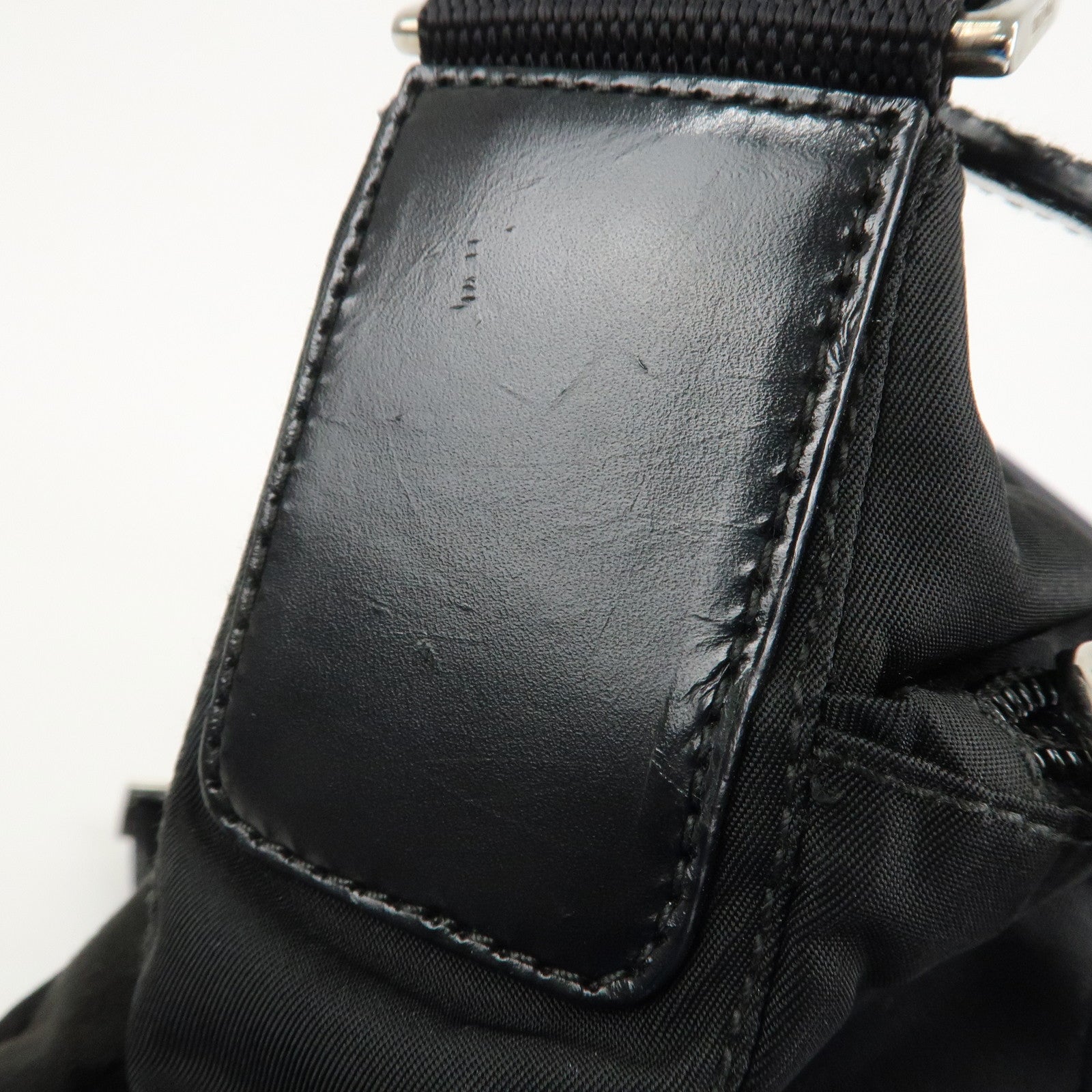 PRADA Triangle Logo Nylon Leather Shoulder bag Black