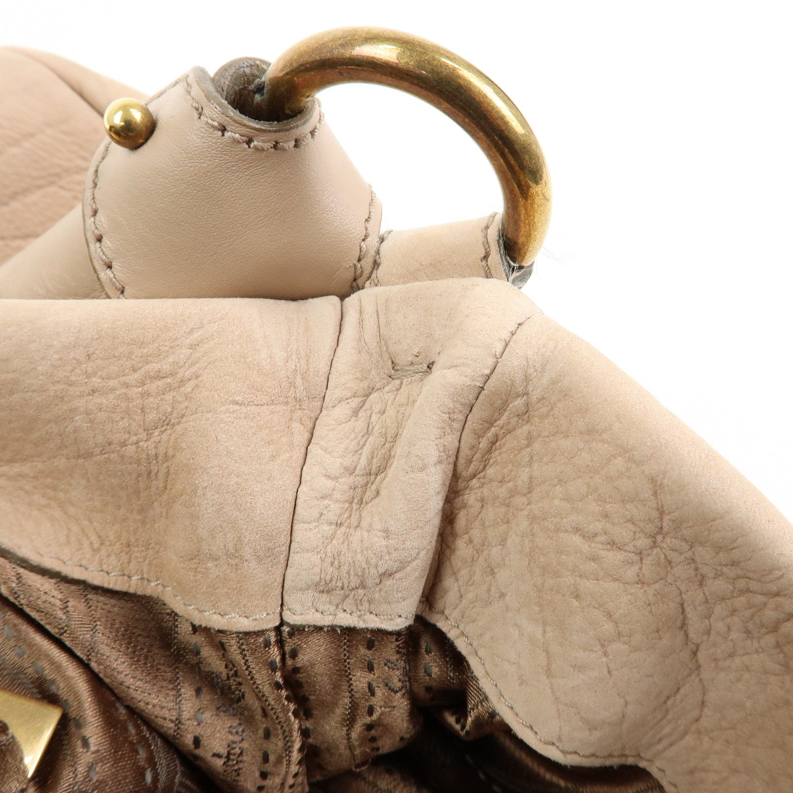 Ferragamo Vara Ribbon Leather 2Way Hand Bag Shoulder Bag Pink Beige