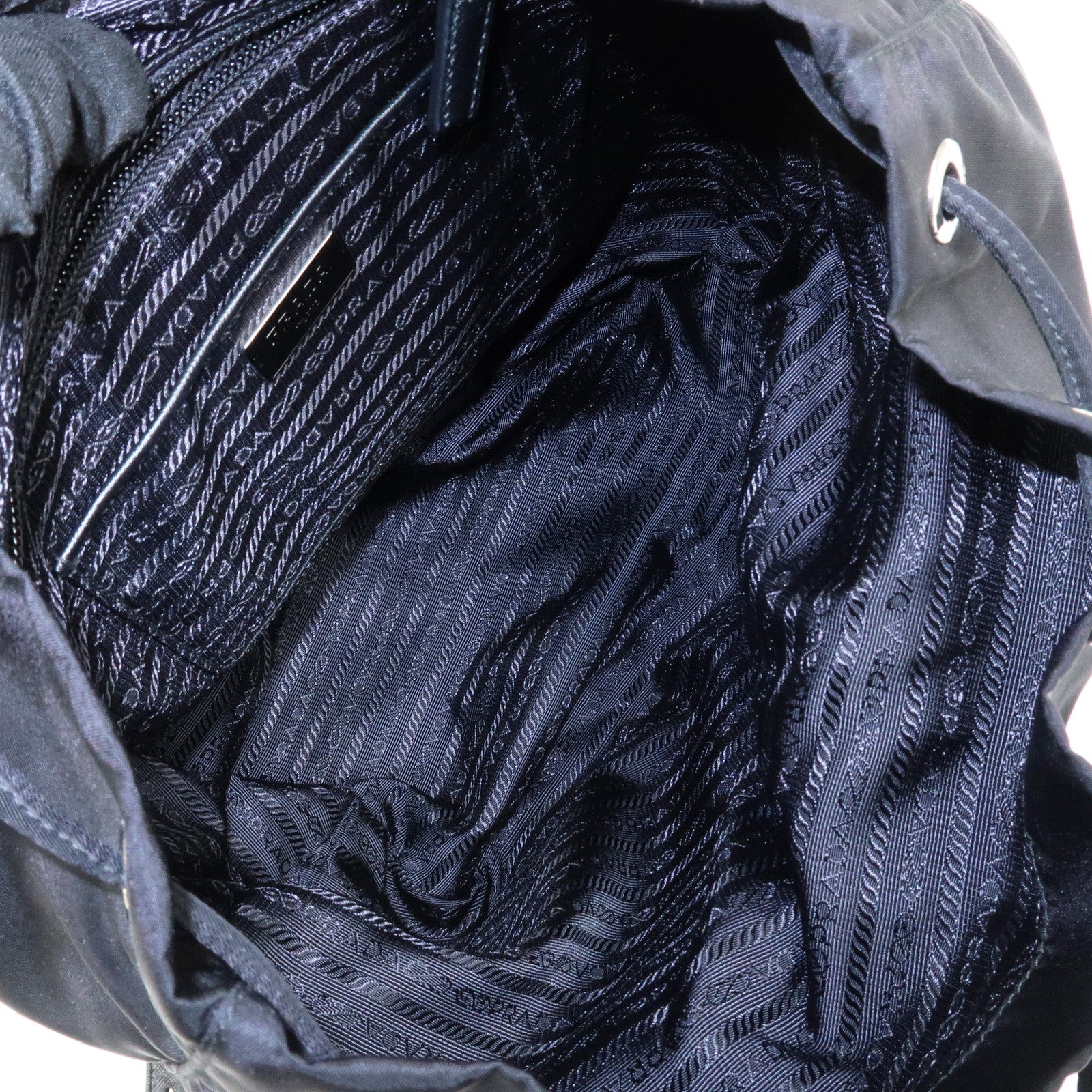 PRADA Triangle Logo Leather Nylon Backpack Rucksack Black B6677