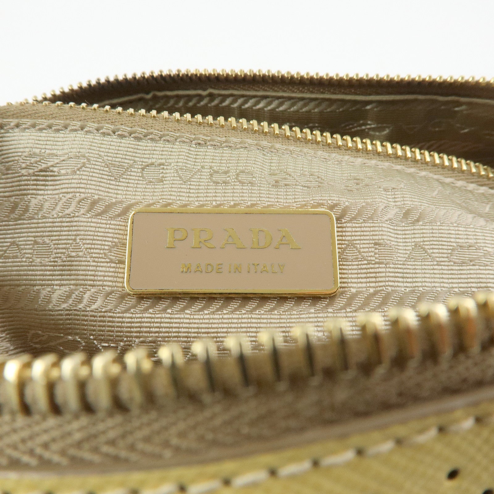 PRADA Triangle Logo Saffiano Punching Leather 2 Way Hand Bag BL0655