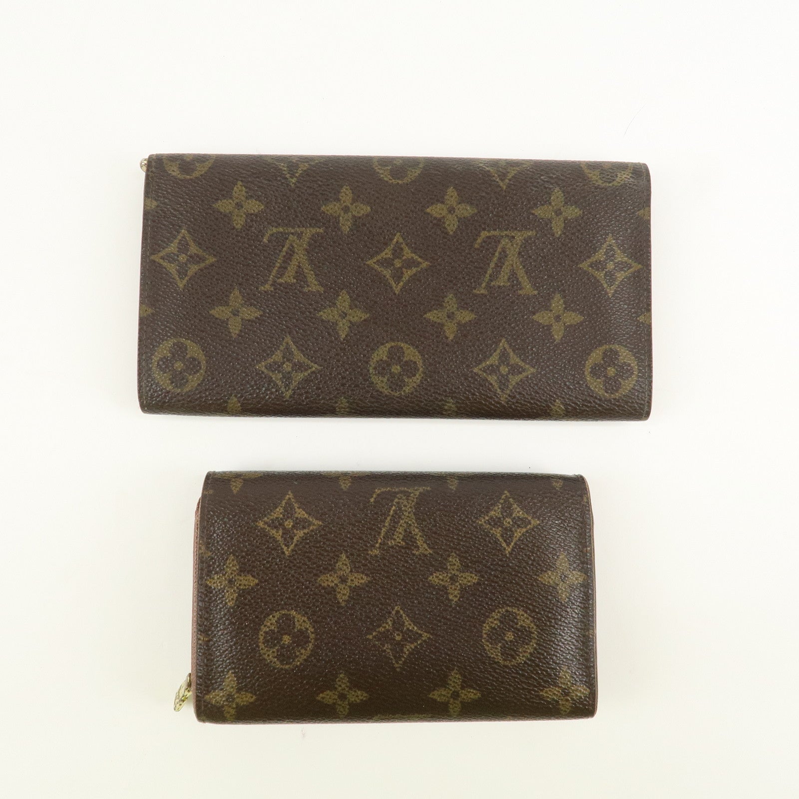 Louis Vuitton Set of 2 Monogram Canvas Wallet M61723 M61736 Used