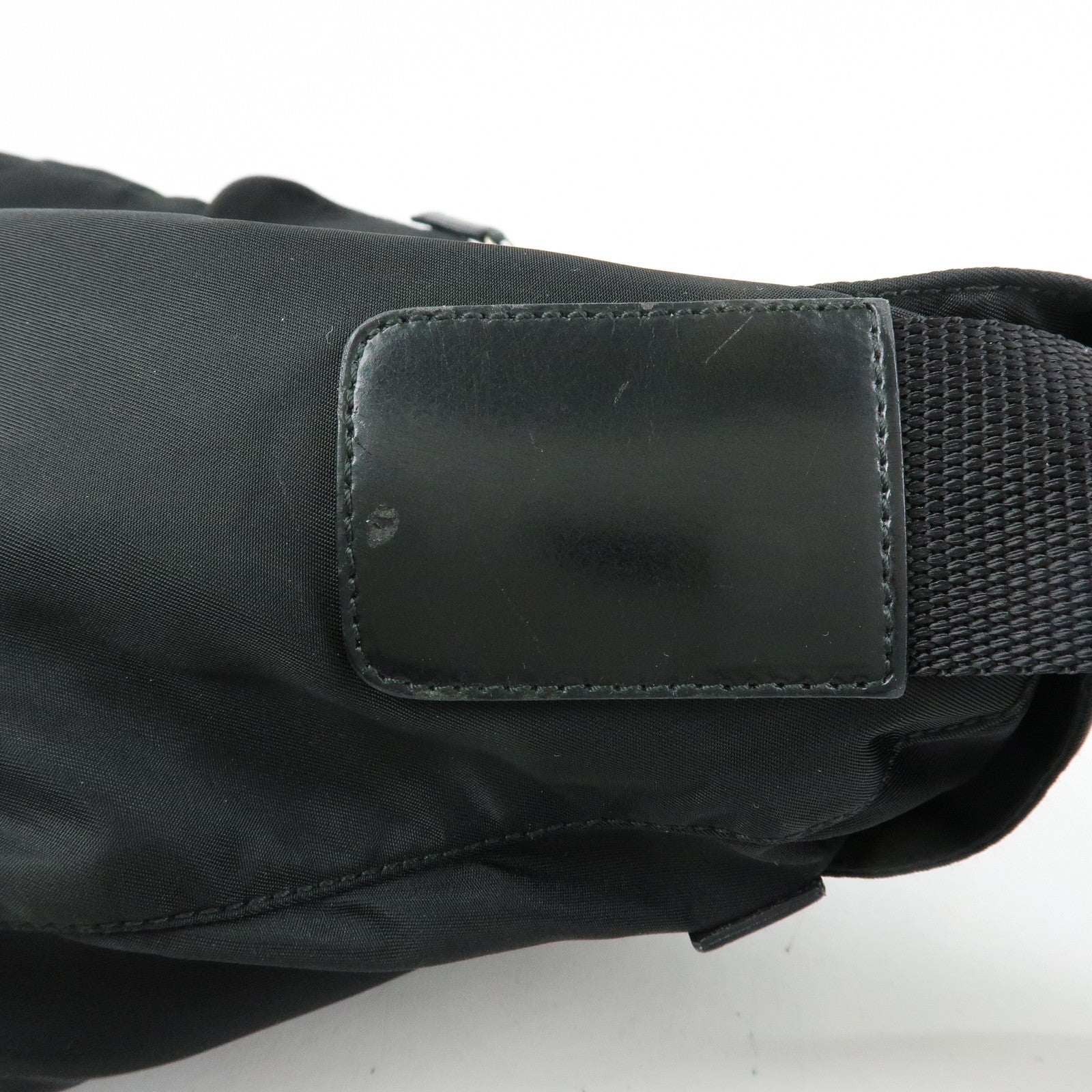 PRADA Triangle Logo Nylon Leather Shoulder Bag Crossbody Bag Black