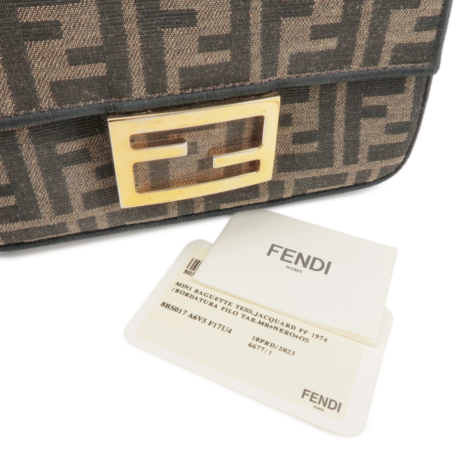 FENDI Baguette Mini Zucca Canvas 2Way Shoulder Bag Brown 8BS017