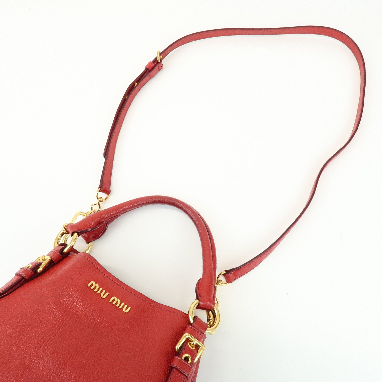 MIU MIU 2Way Bag Hand Bag Shoulder Bag Red RM0886