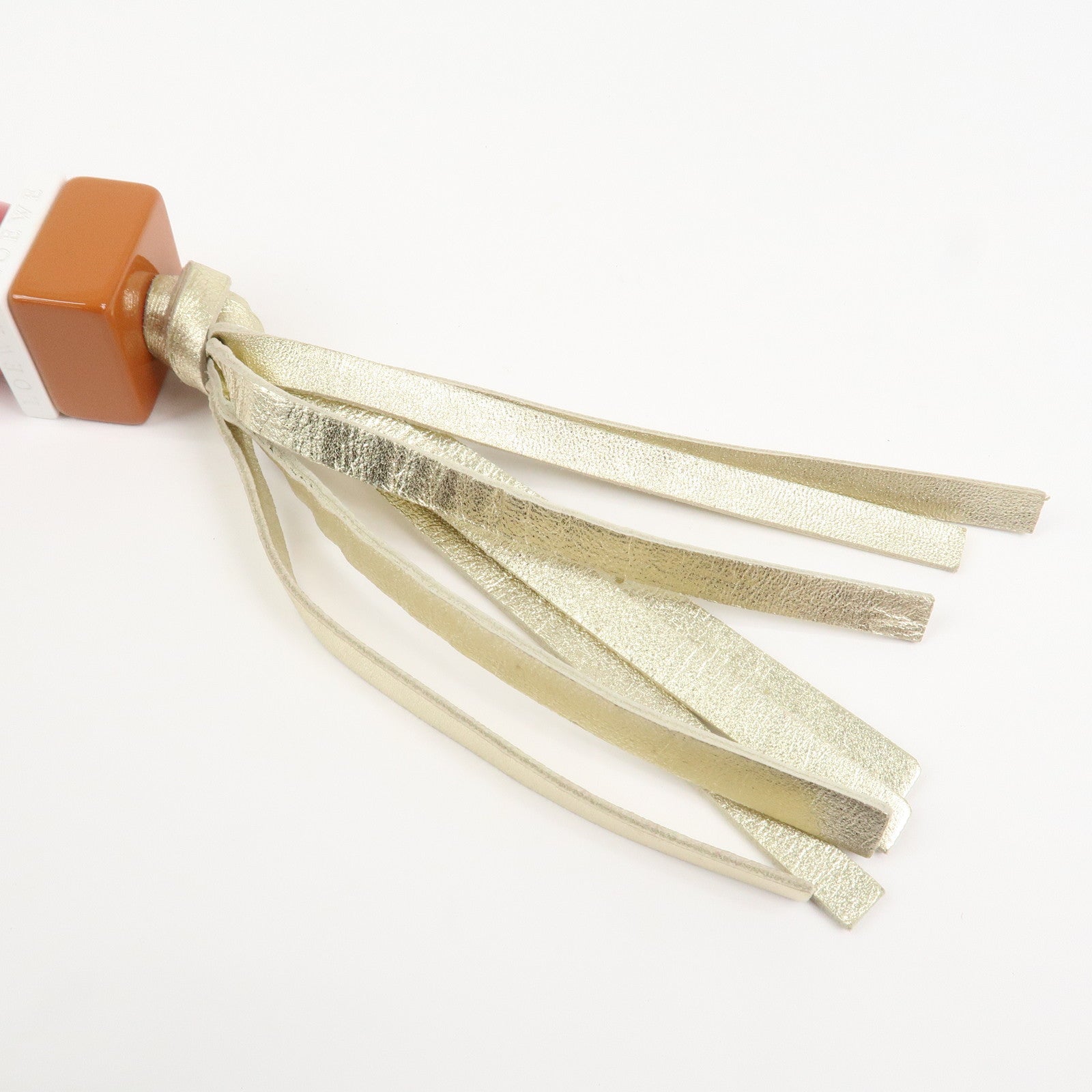 LOEWE Logo Leather Plastic Bag Charm Key Charm Key Chain Gold Pink