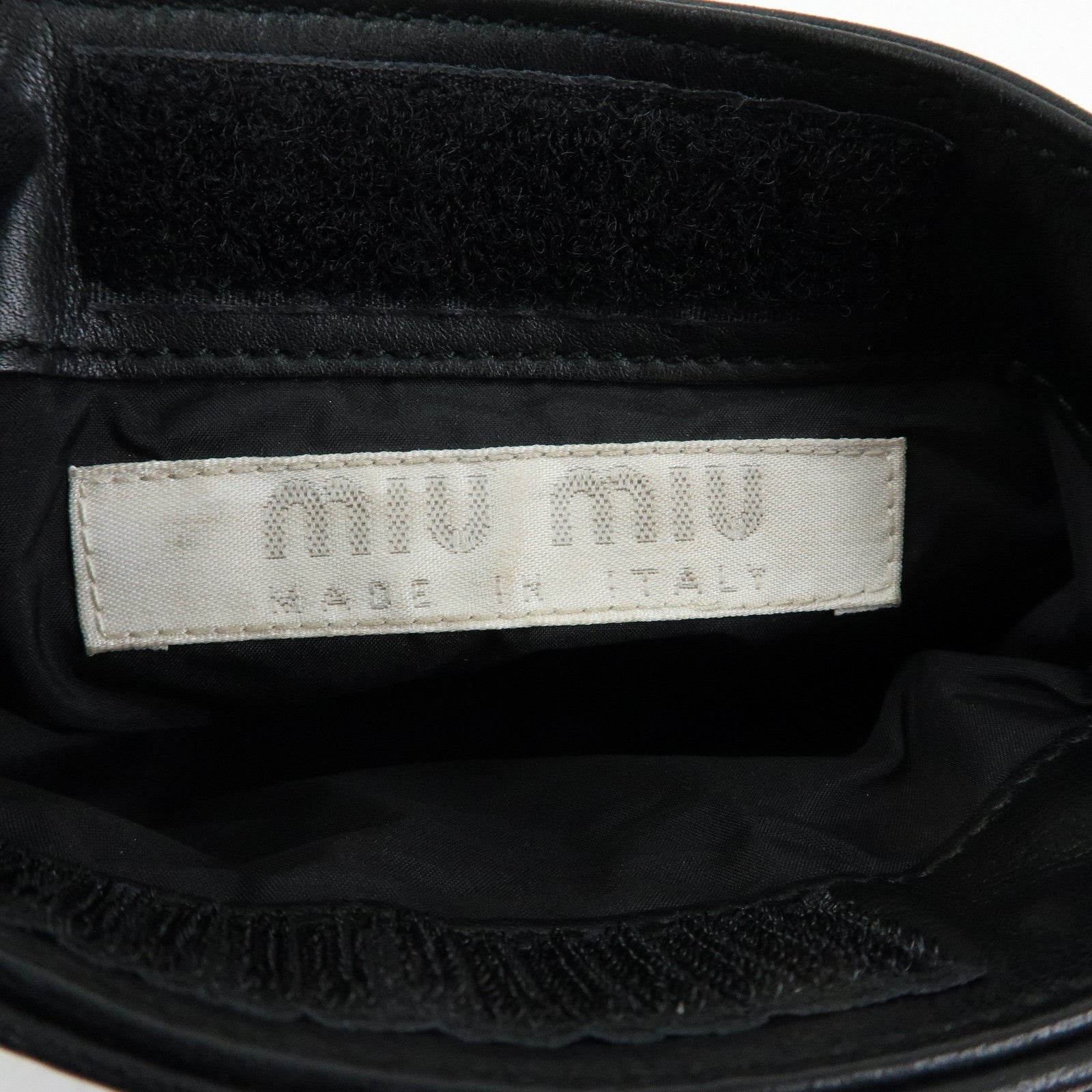 MIU MIU Logo Leather Shoulder Bag Crossbody Bag Flat Pouch Black