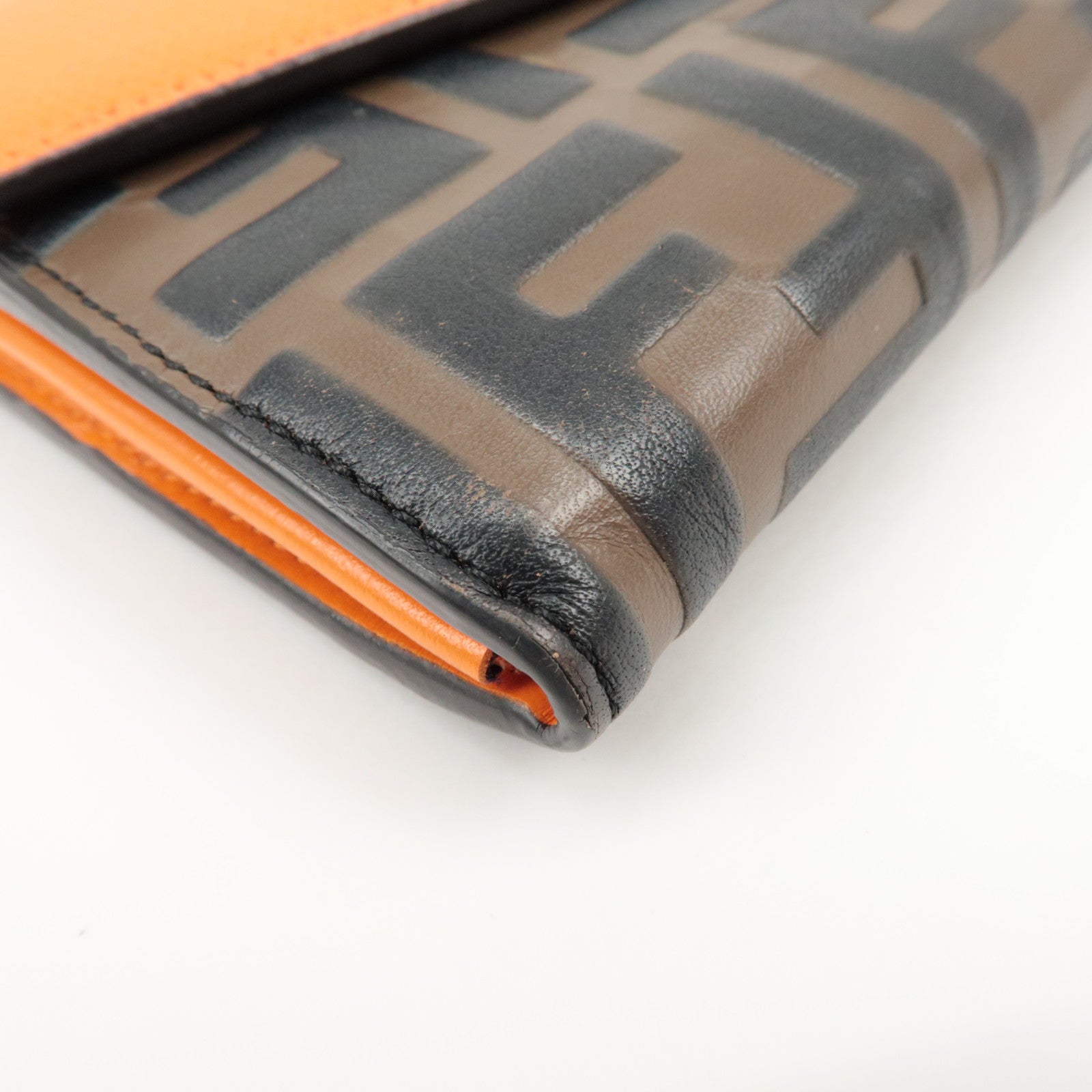 FENDI Zucca Baguette Continental Wallet 8M0251 Brown Orange 8M0251 Used