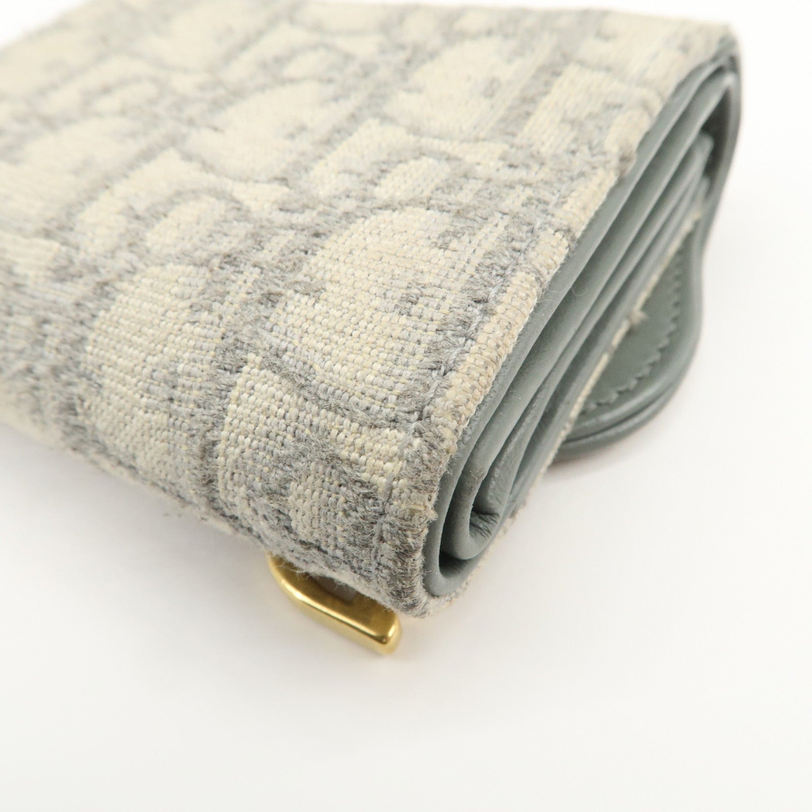 Christian Dior Oblique Jacquard Saddle Lotus Wallet Gray