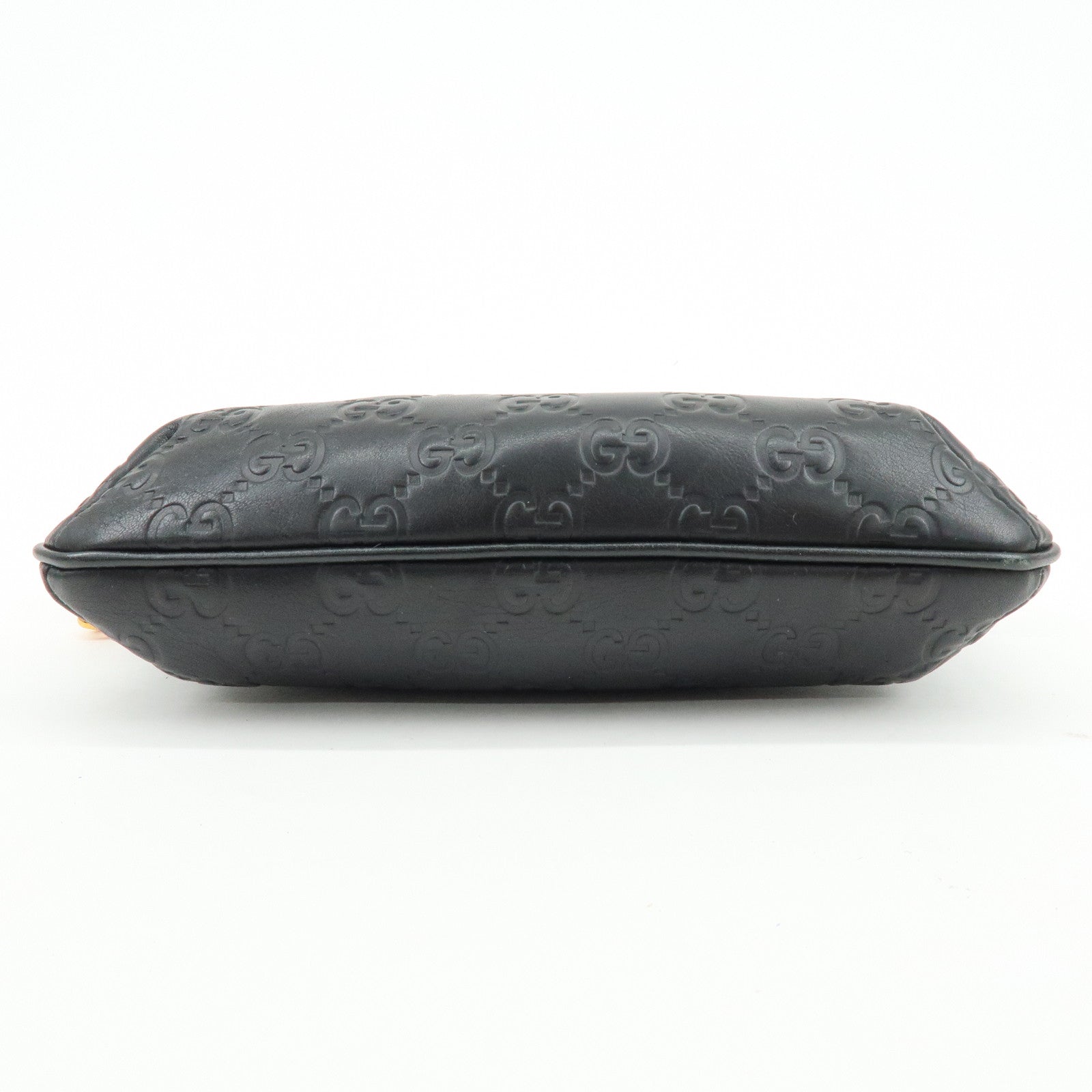 GUCCI Bamboo Guccissima Leather Clutch Bag Pouch Black 159913