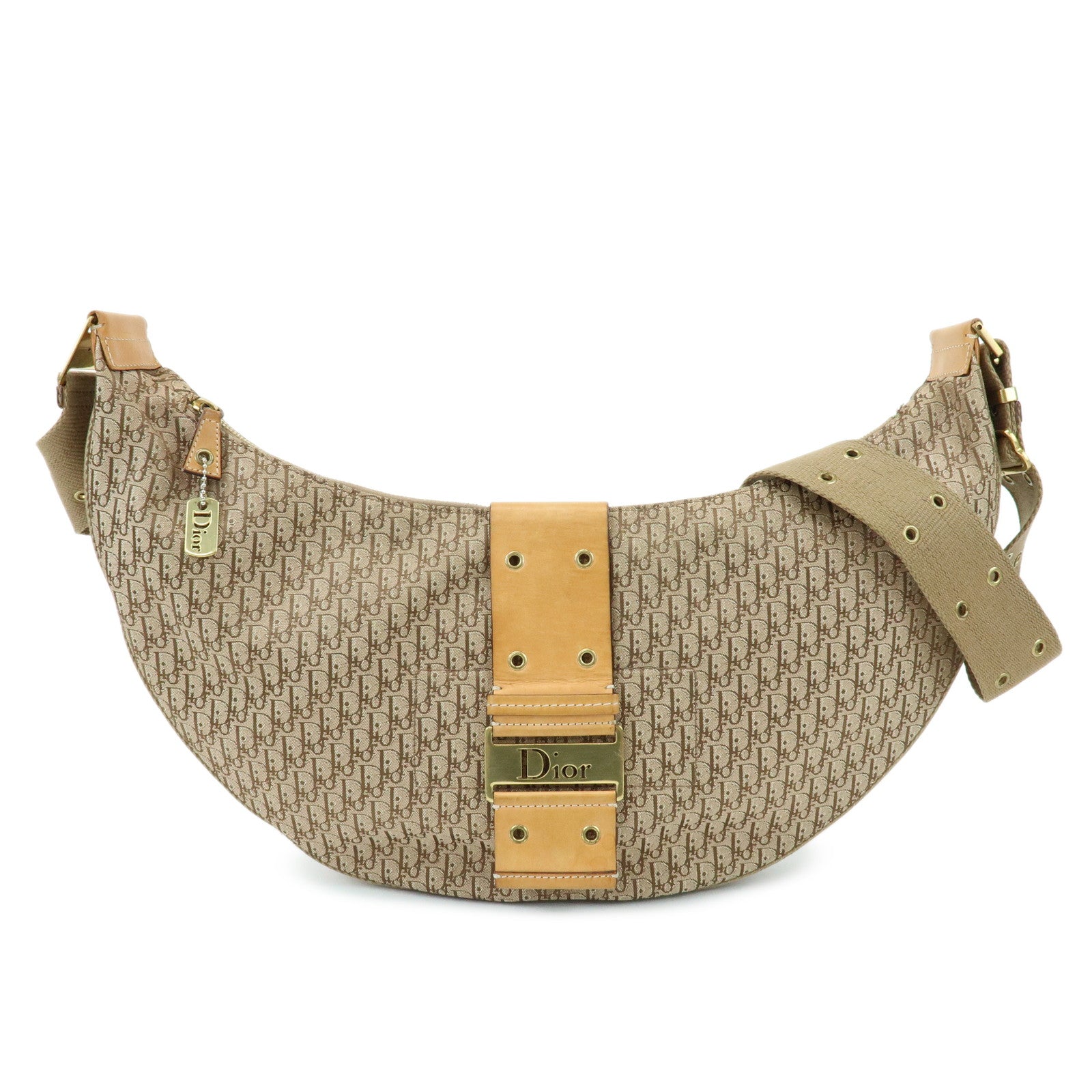 Christian Dior Street Chic Trotter Canvas Leather Shoulder Bag