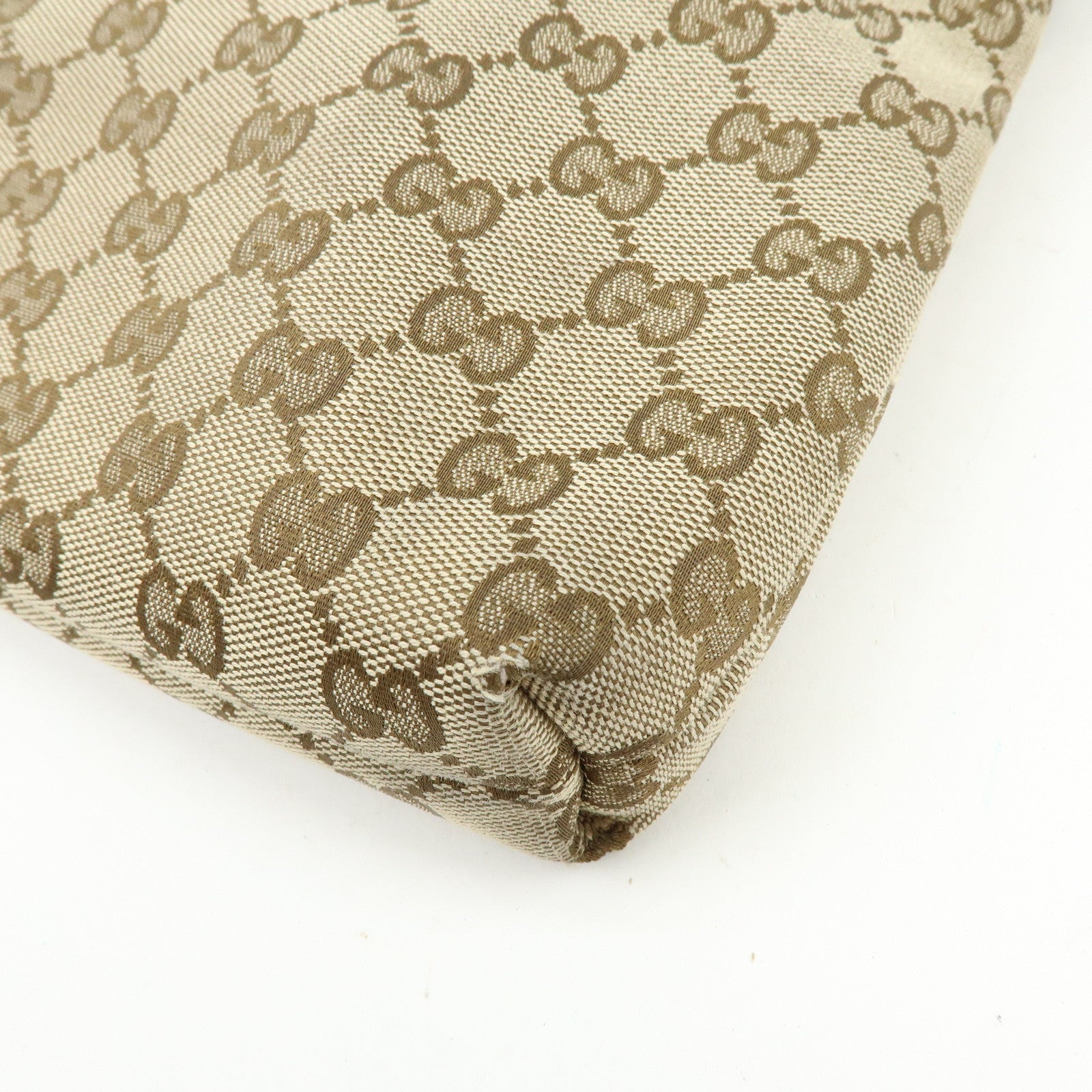 GUCCI GG Canvas Leather Shoulder Crossbody Bag Beige White 388924