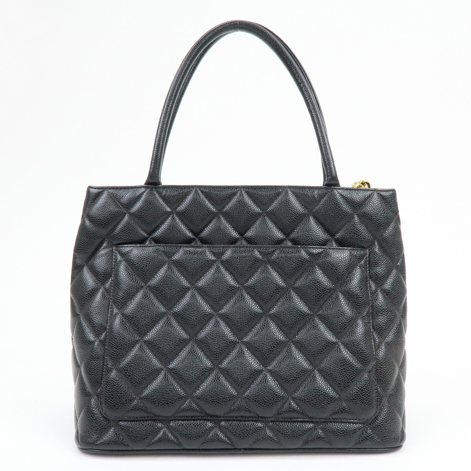 CHANEL Matelasse COCO Mark Medallion Tote Bag Hand Bag Black A01804