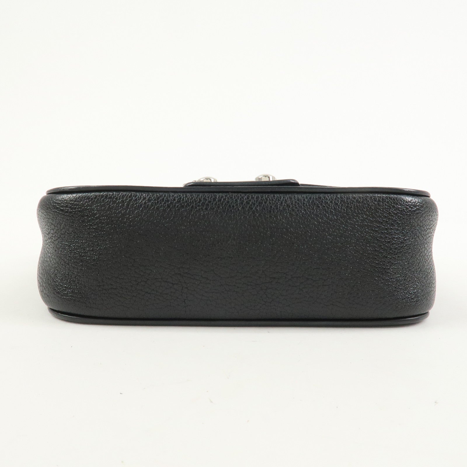 MIU MIU Madras Leather Shoulder Bag Black Silver RT0638