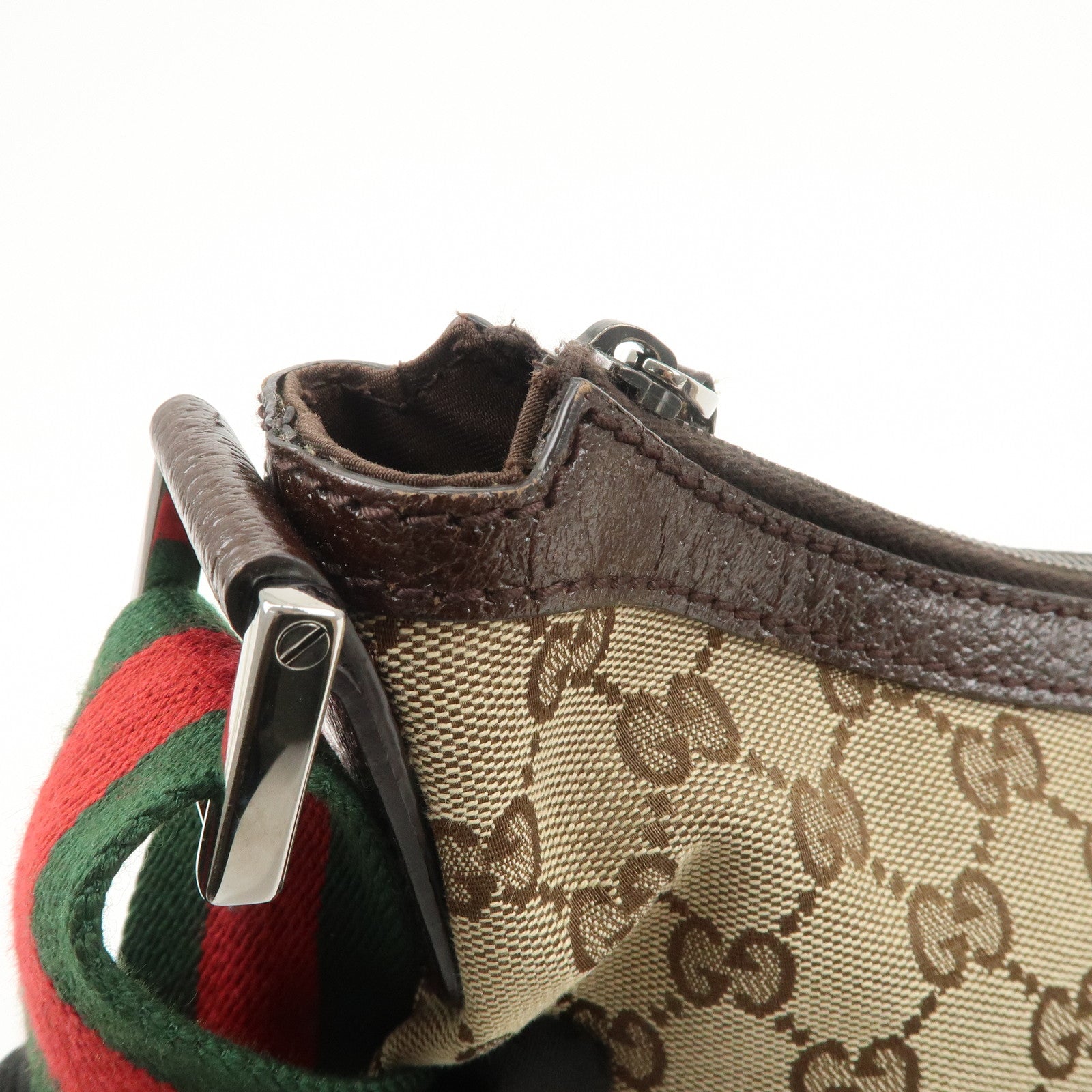 GUCCI Sherry GG Canvas Leather Shoulder Bag Beige Brown 181092