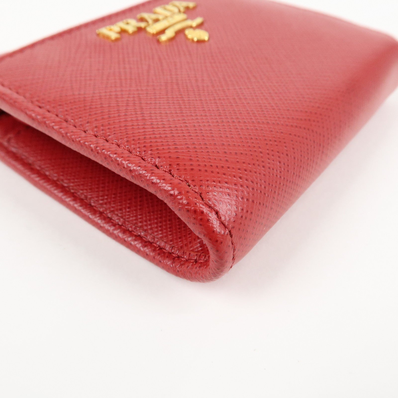 PRADA Leather Zippy Coin Case Red Gold Hardware 1ML025 Used