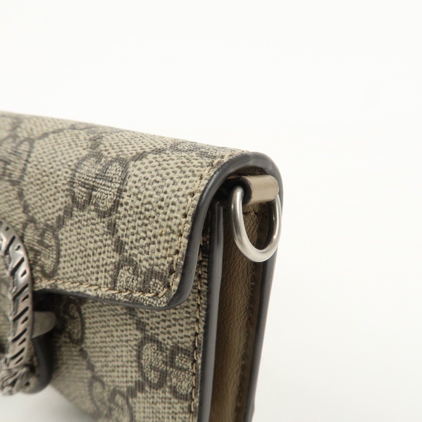 GUCCI Dionysus GG Supreme Mini Wallet Coin Case Beige 696804 Used
