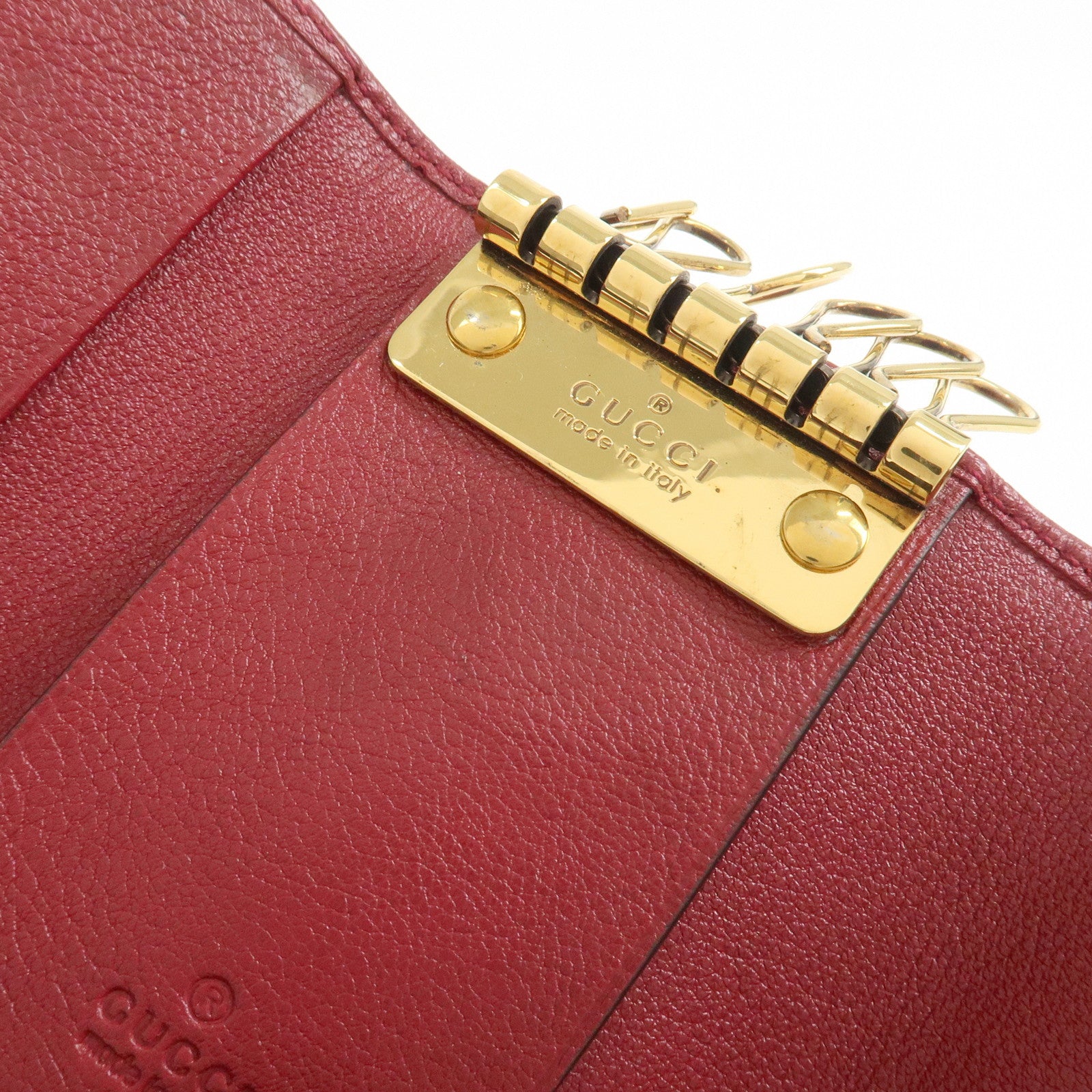 GUCCI GG Marmont Bamboo Leather 6 Key Rings Key Case Red 658636