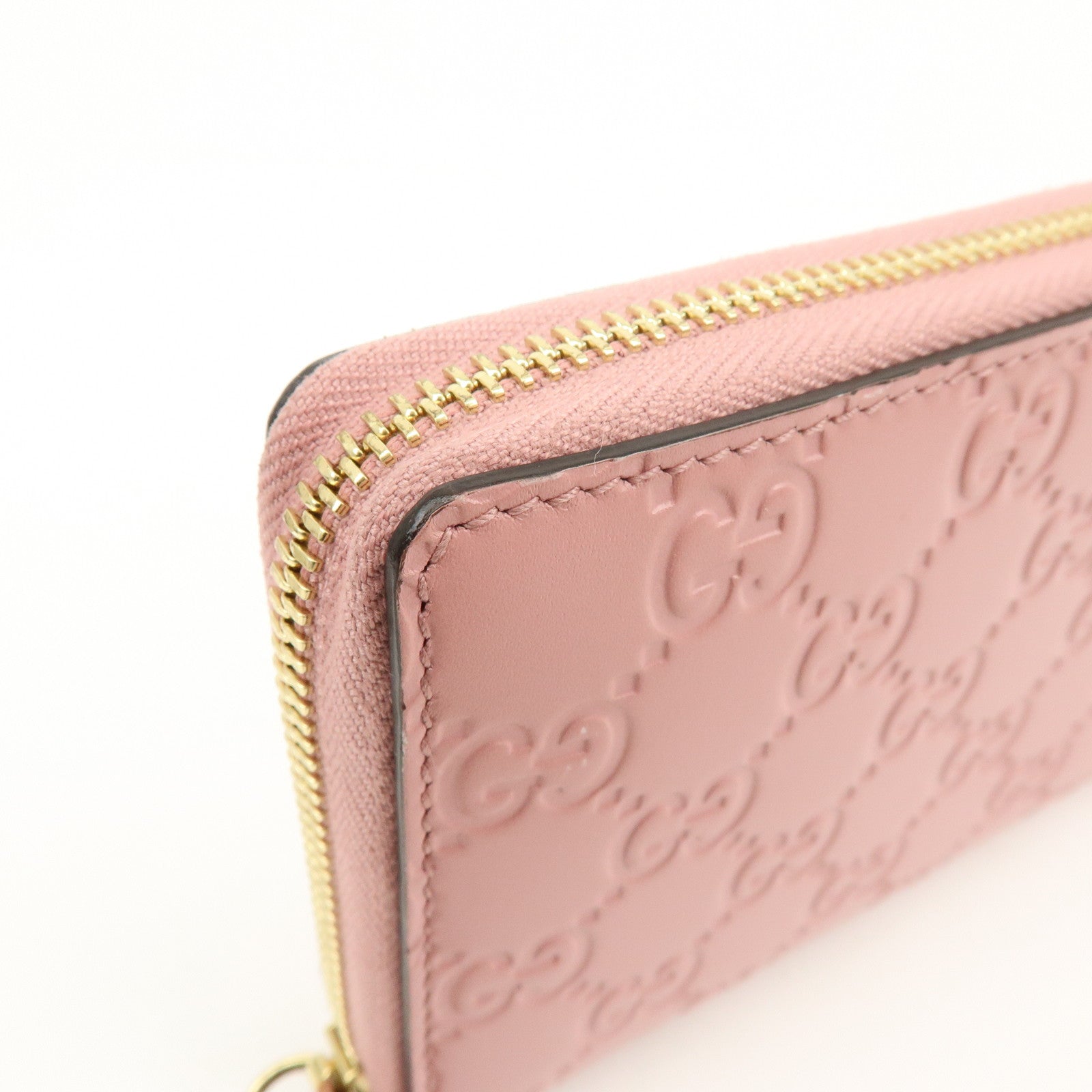 GUCCI Guccissima Leather Icon Zip Around Long Wallet Pink 410102