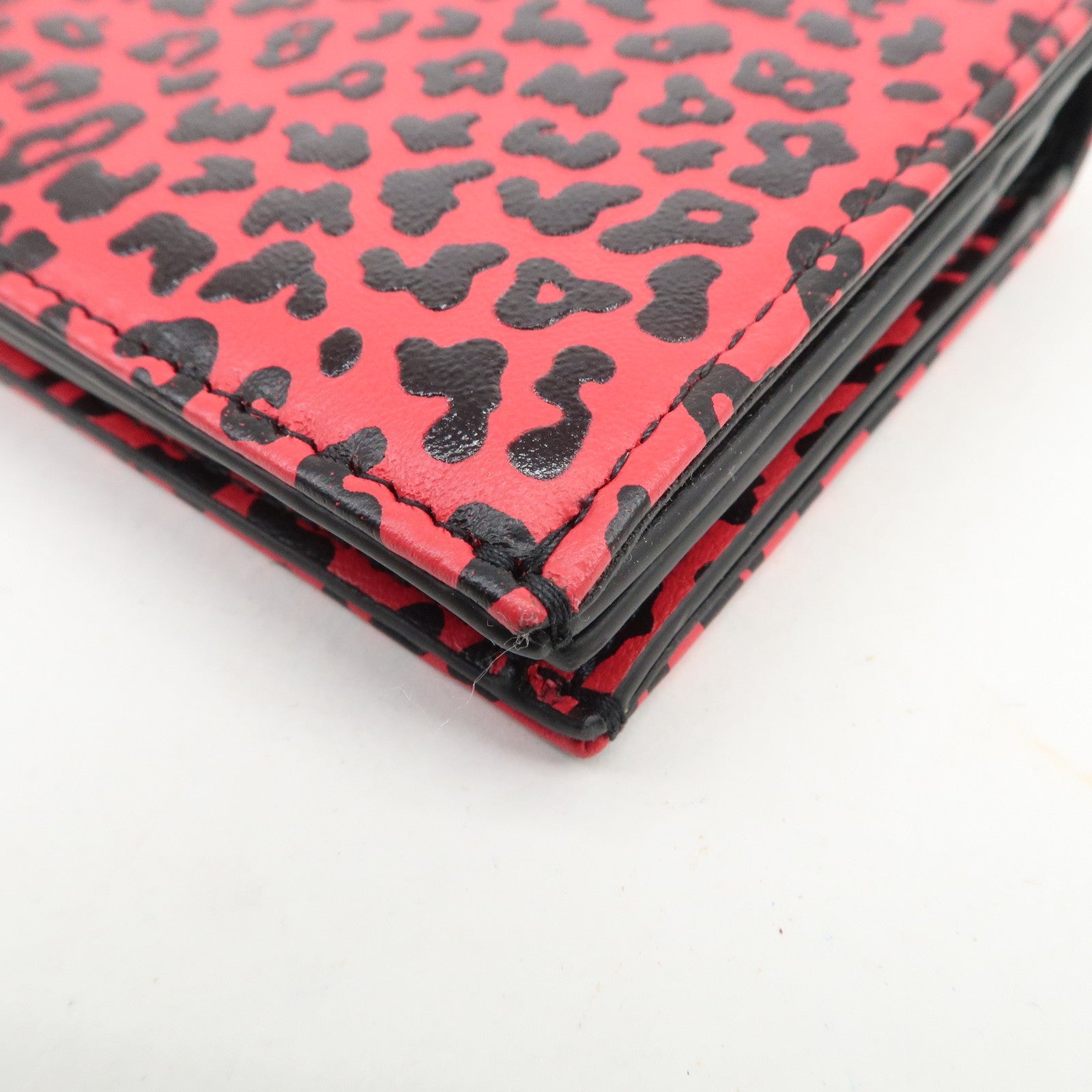 Christian Dior Leopard Embossed Leather Bi-fold Compact Wallet Pink