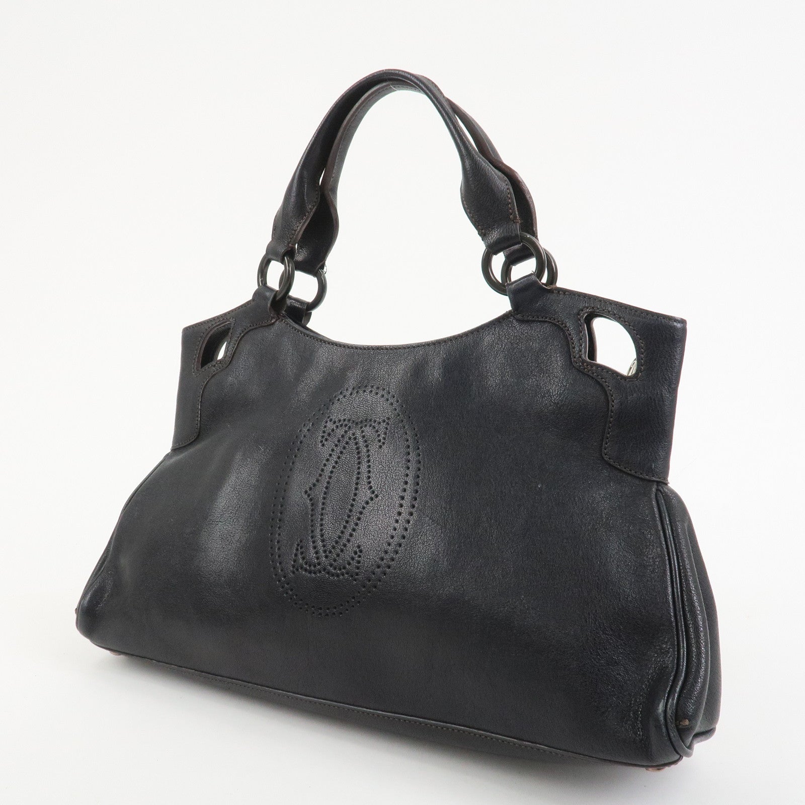 Cartier Marcello Leather Hand Bag Tote Bag Black