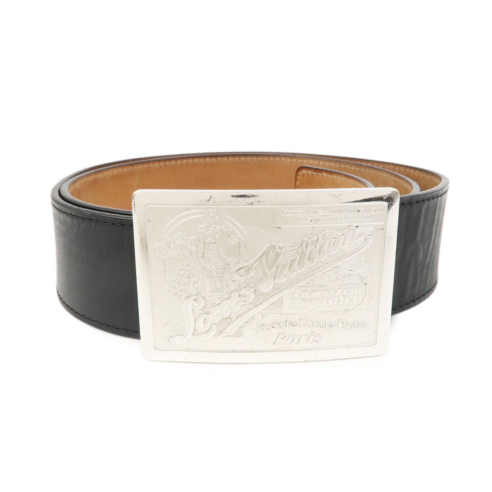 Louis Vuitton Leather Ceinture Jeans Belt 100/40 Black M6812