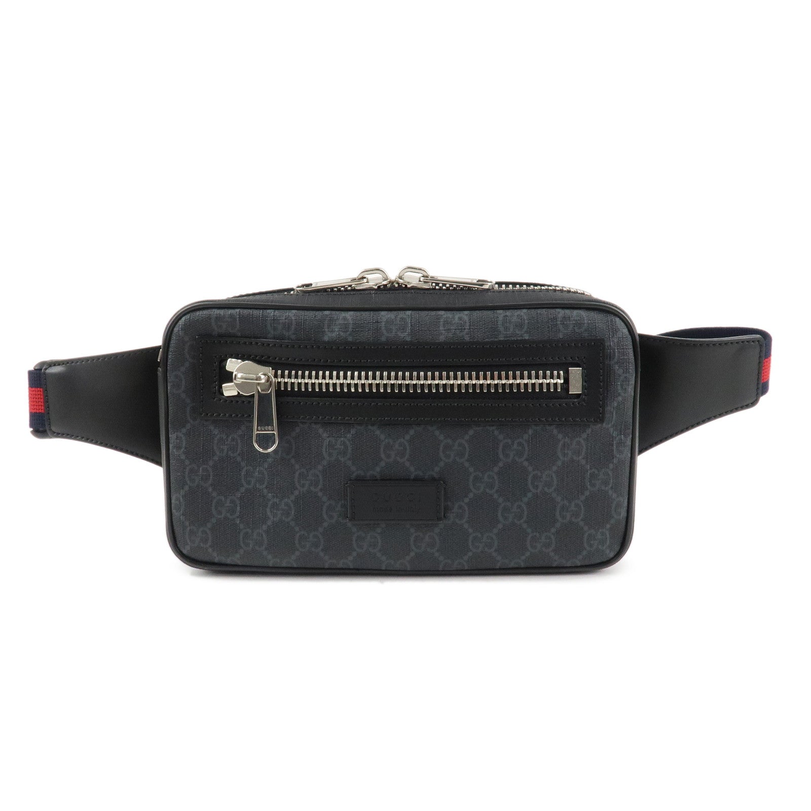 GUCCI GG Supreme Leather Waist Bag Crossbody Bag Black 474293 Used