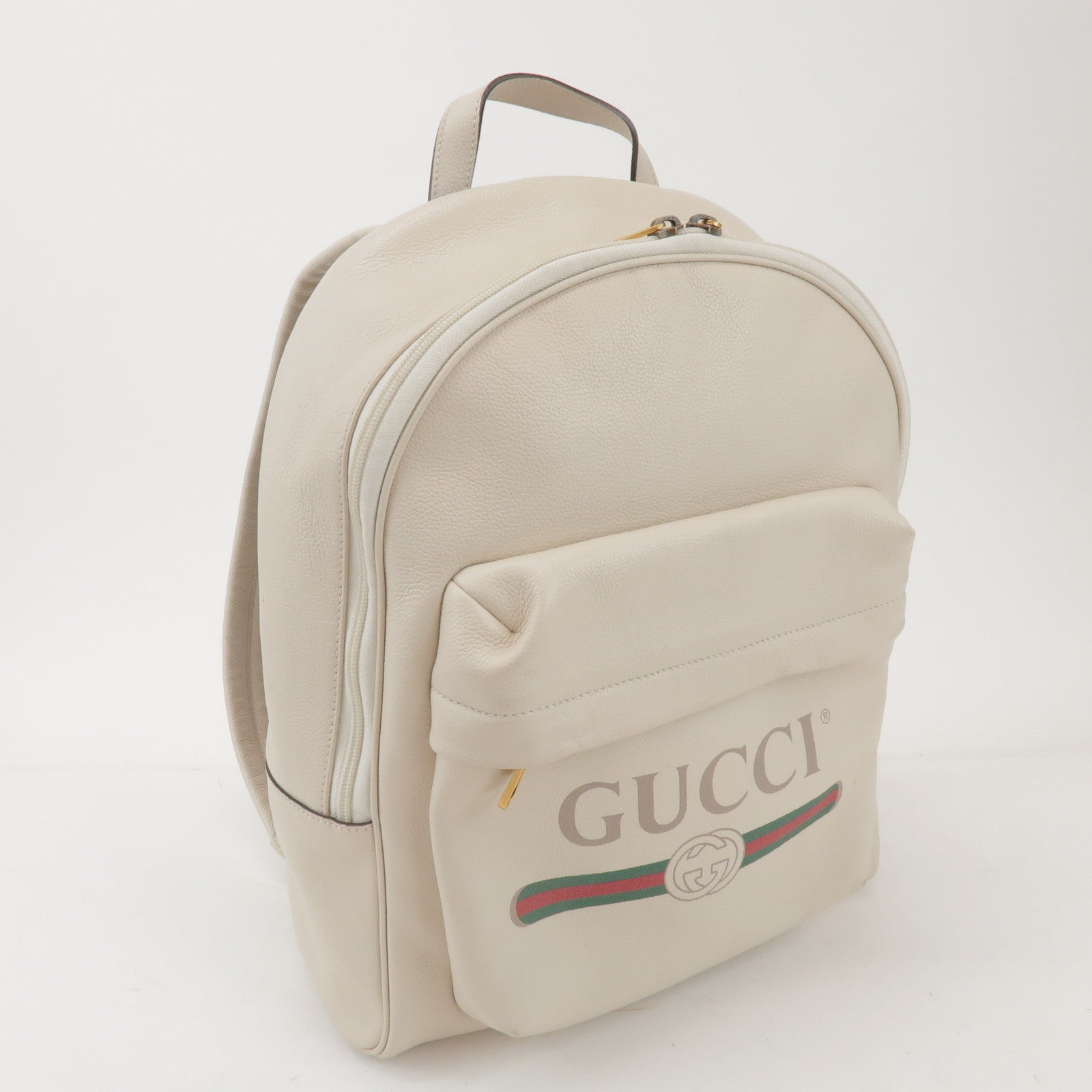 GUCCI Sherry Vintage Logo Leather Backpack Ivory 547834